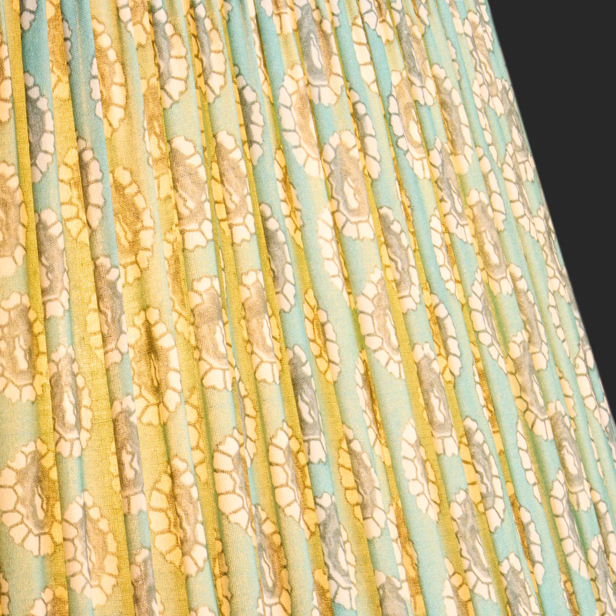 10 inch empire shade for cordless lamps in aqua block printed Dotty gathered cotton by GP & J Baker - Image 3