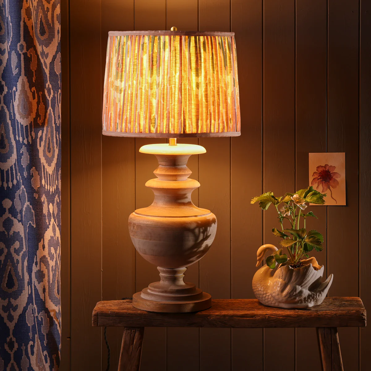 10 inch empire shade for cordless lamps in blush Bokhara gathered linen by GP & J Baker - Image 6