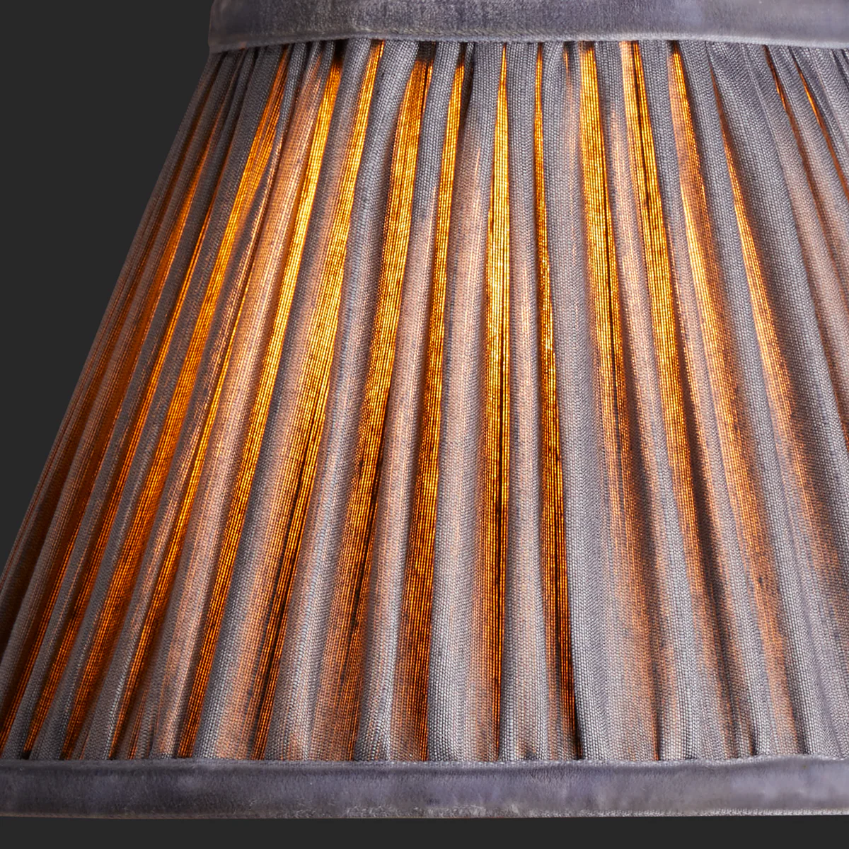 10 inch empire shade for cordless lamps in moonstone silk with velvet tape - Image 2