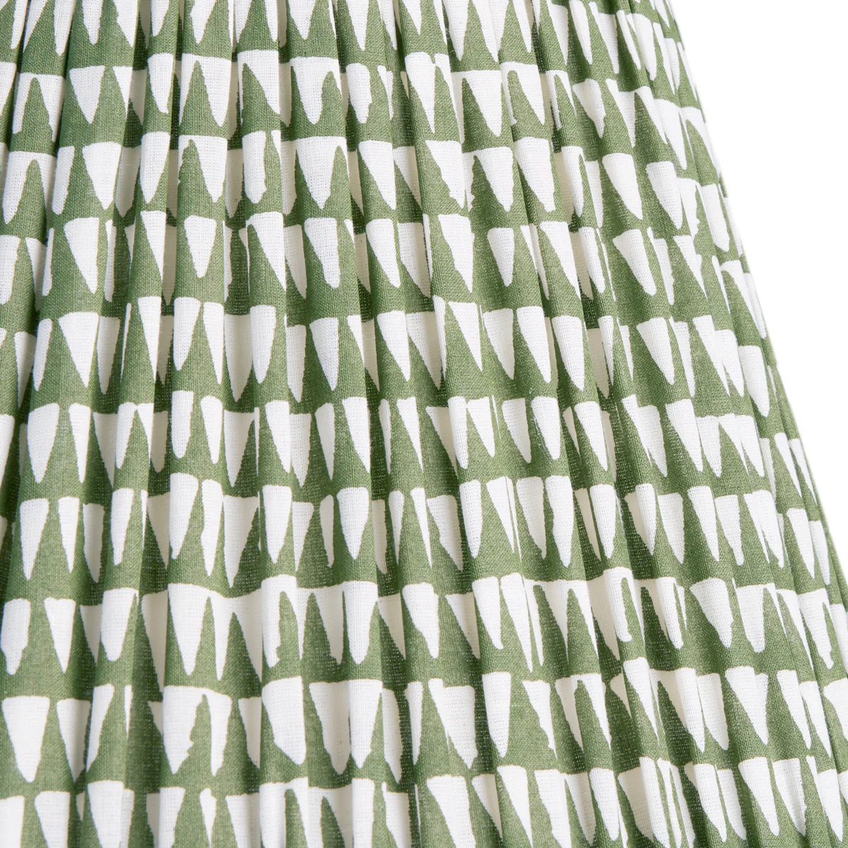 10 inch empire shade for cordless lamps in Savannah block printed cotton in green