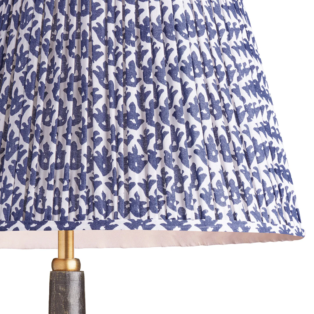 10 inch empire shade for cordless lamps in temple blue block printed cotton - Image 2