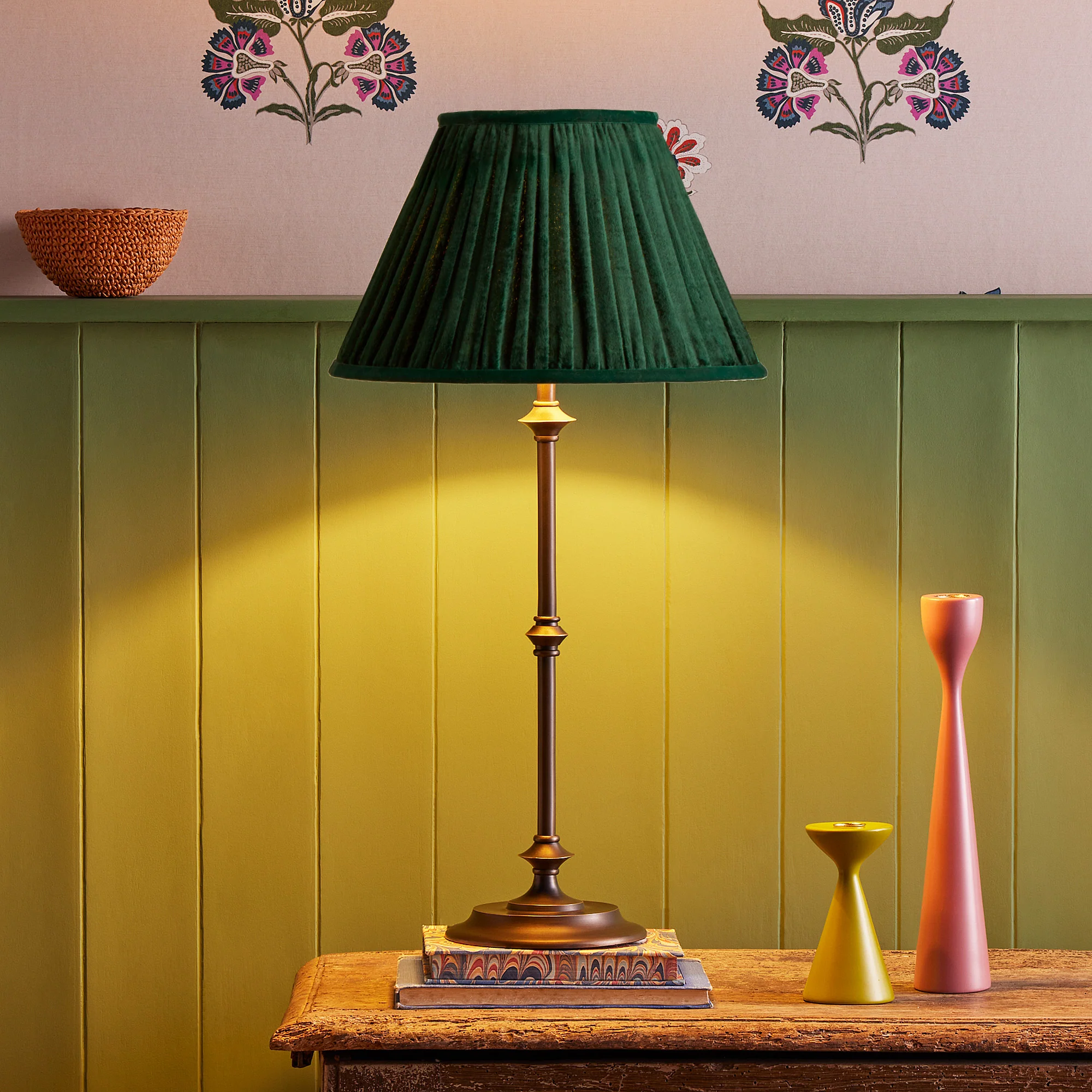 10 inch empire Shade in emerald silk velvet - Image 5