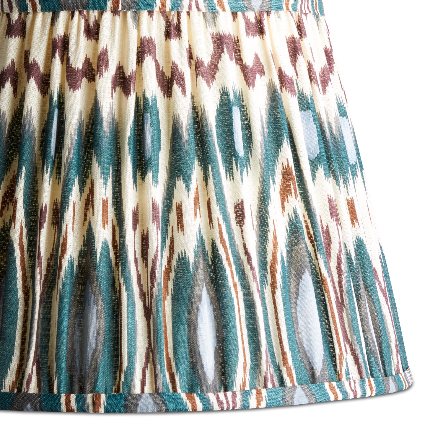10 inch empire shade in teal heraldic ikat printed linen