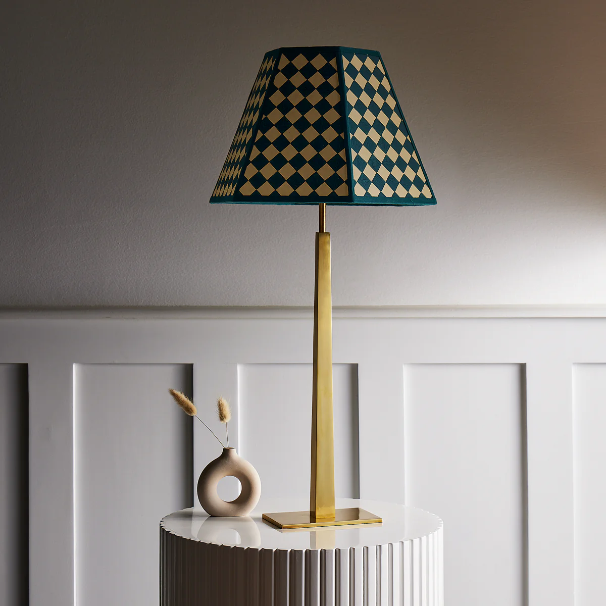 10 inch Milford check hexagon shade in seafoam - Image 5