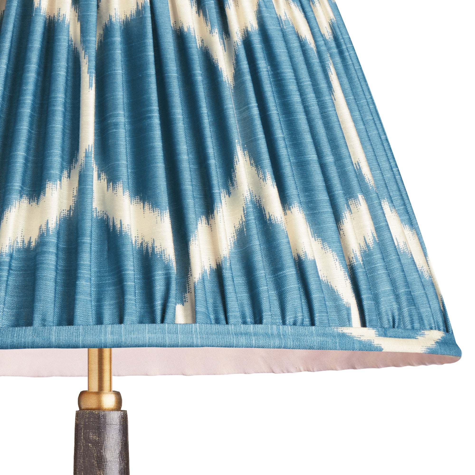 12 inch empire printed silk ikat shade in turkish blue Yoda - Image 2