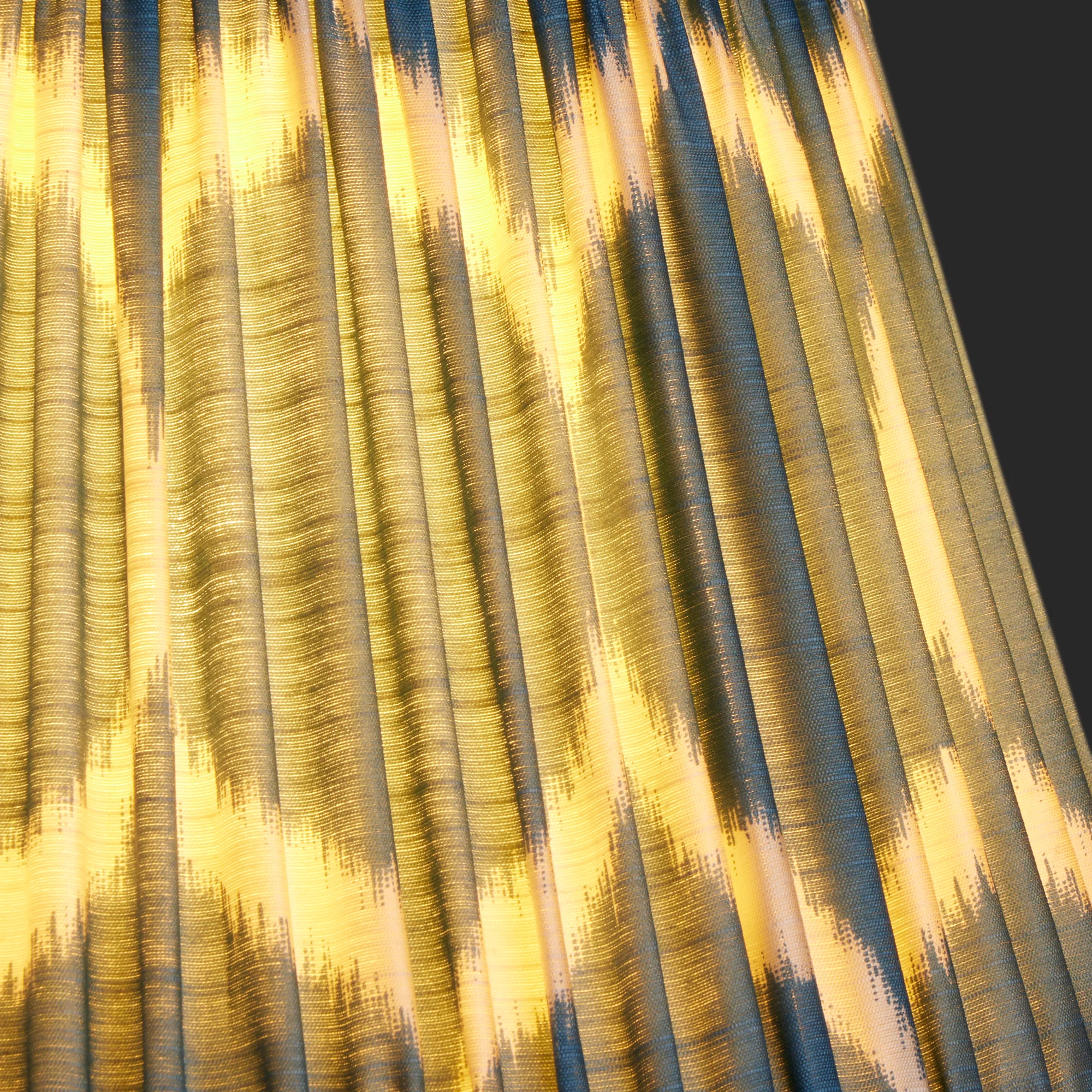 12 inch empire printed silk ikat shade in turkish blue Yoda - Image 3