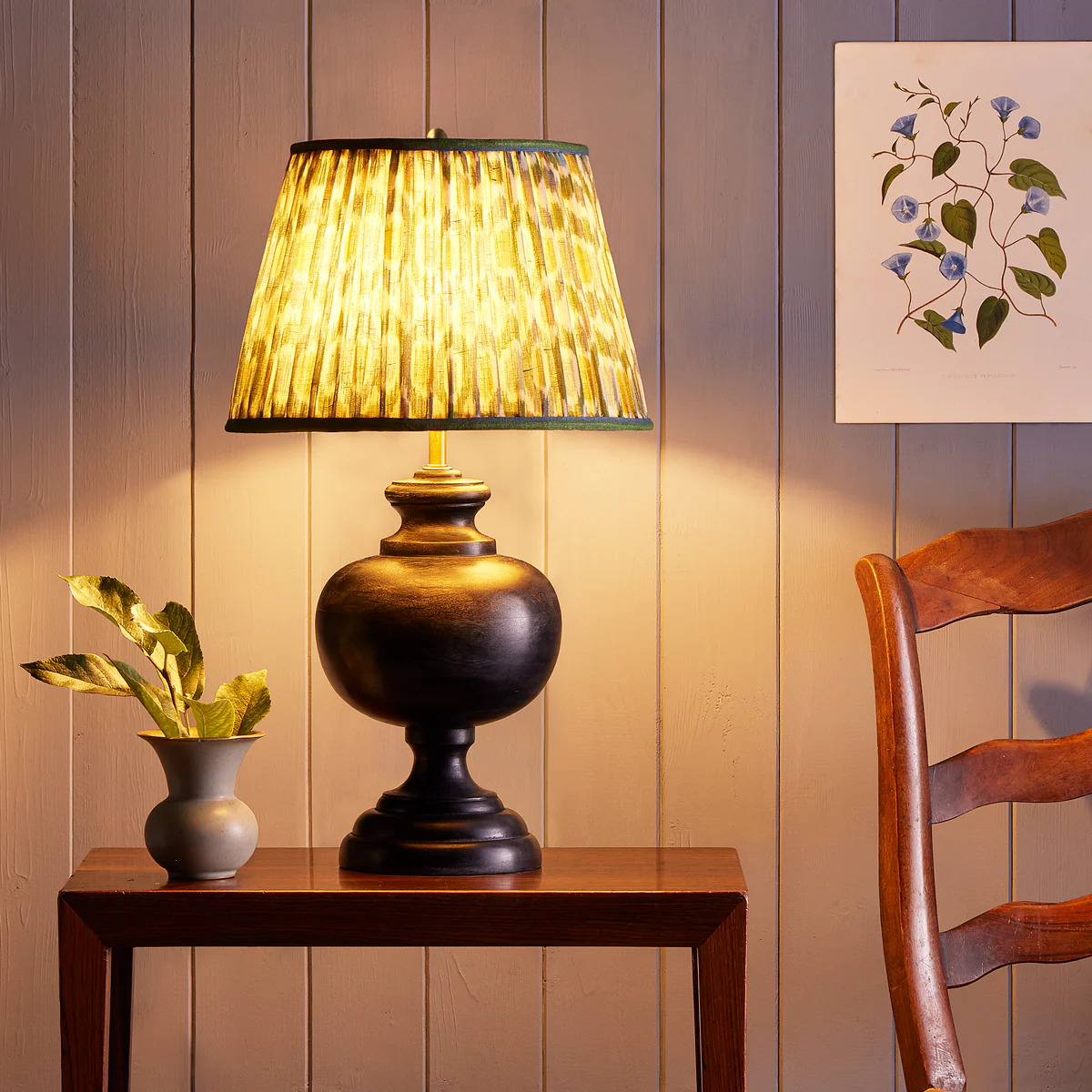 12 inch empire shade in blue and green Small Ikat Spot linen by GP & J Baker - Image 5