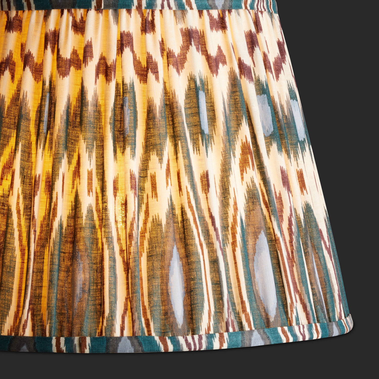 12 inch empire shade in teal heraldic ikat printed linen - Image 2