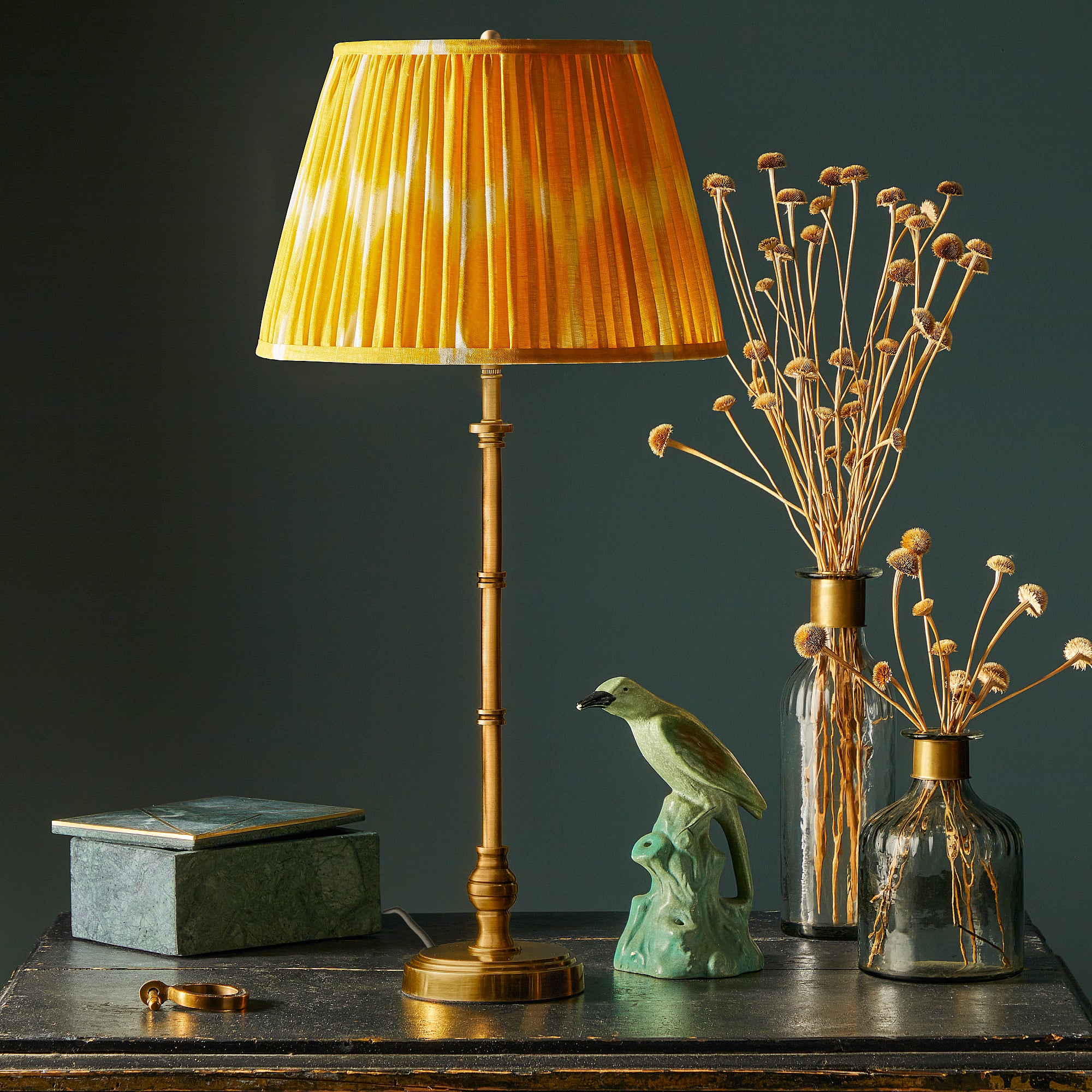 12 inch empire shade in yoda ikat printed yellow linen - Image 4