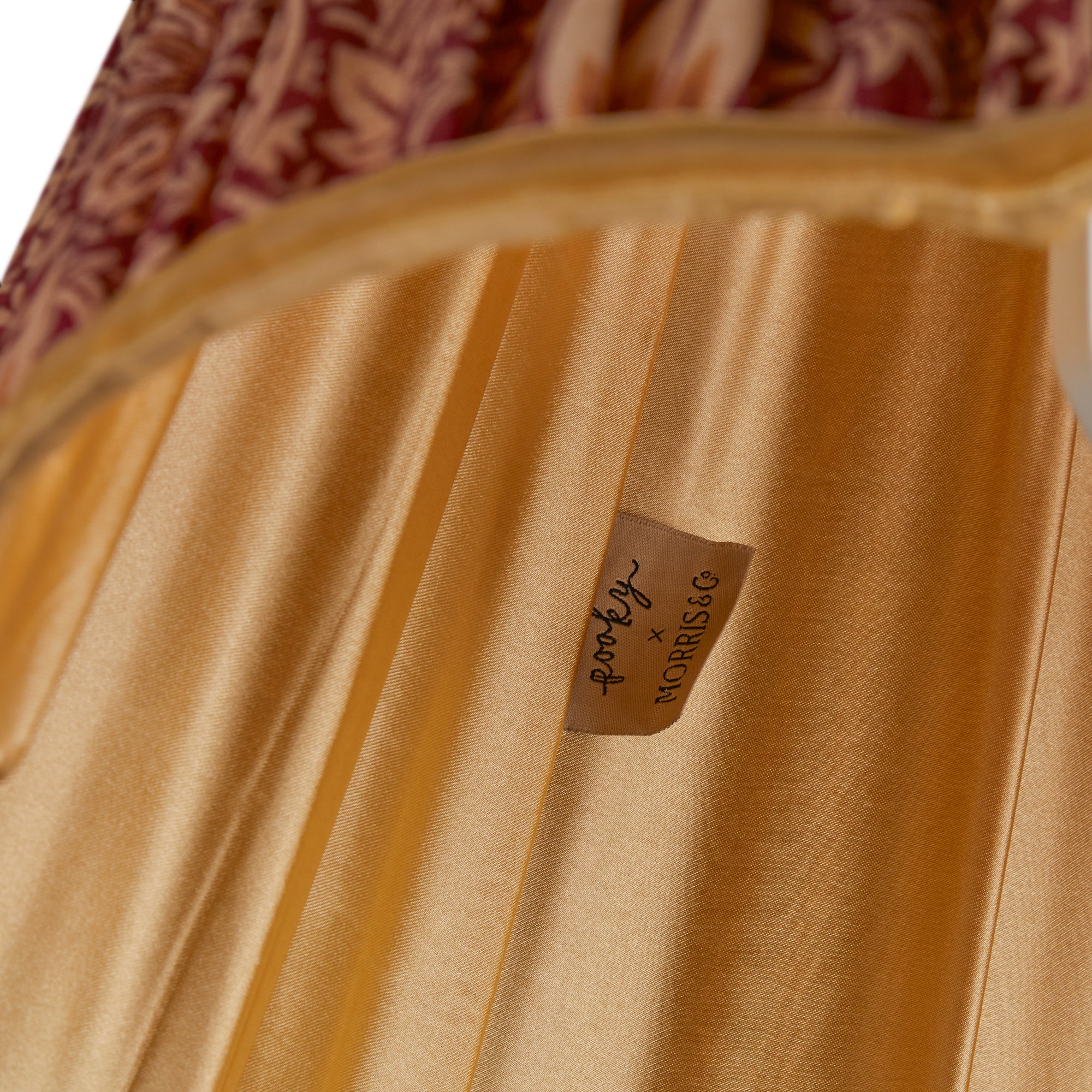 12 inch scalloped straight empire shade in claret & gold silk snakeshead by morris & co - Image 4