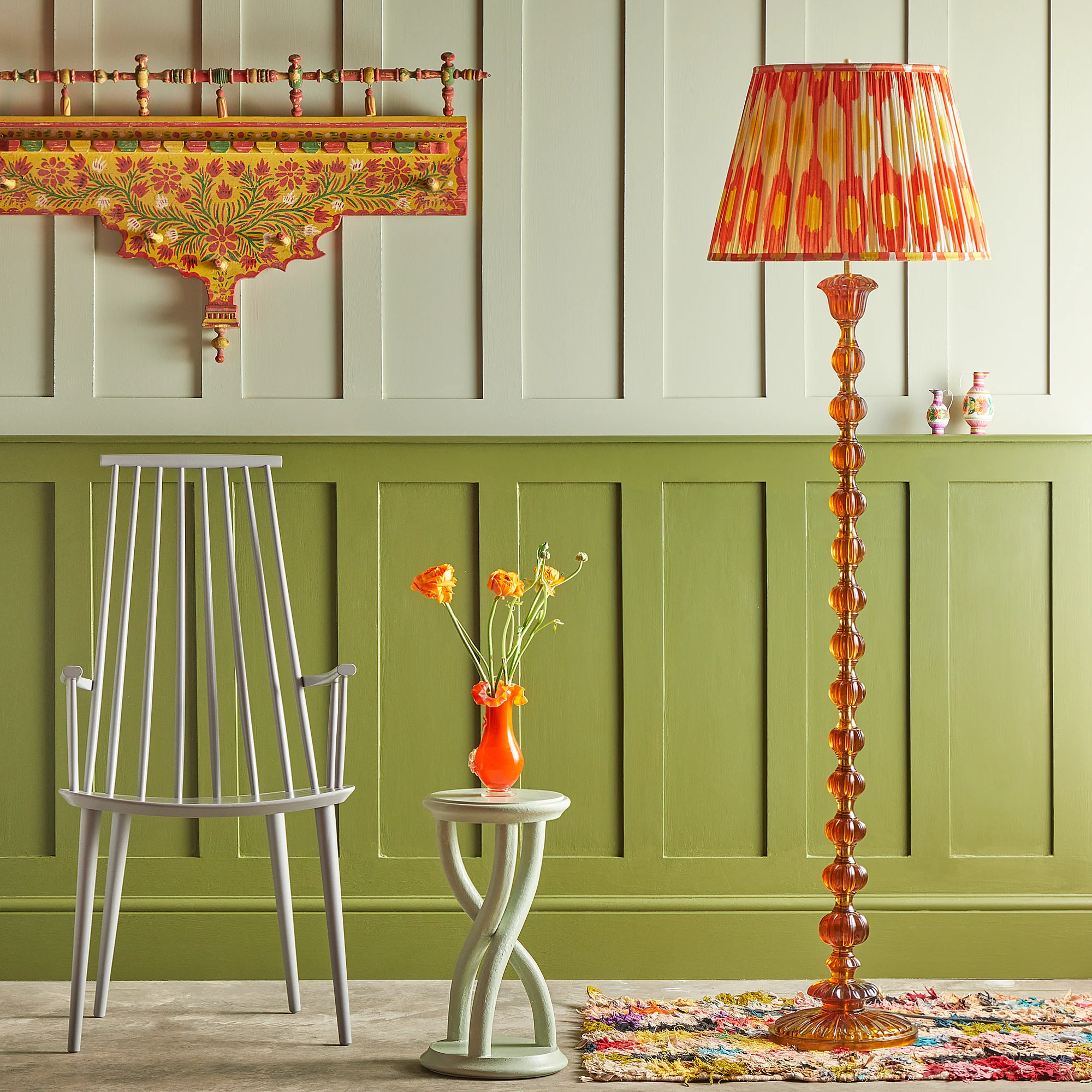 12 inch straight empire shade in egg & spoon ikat st clements silk - Image 3