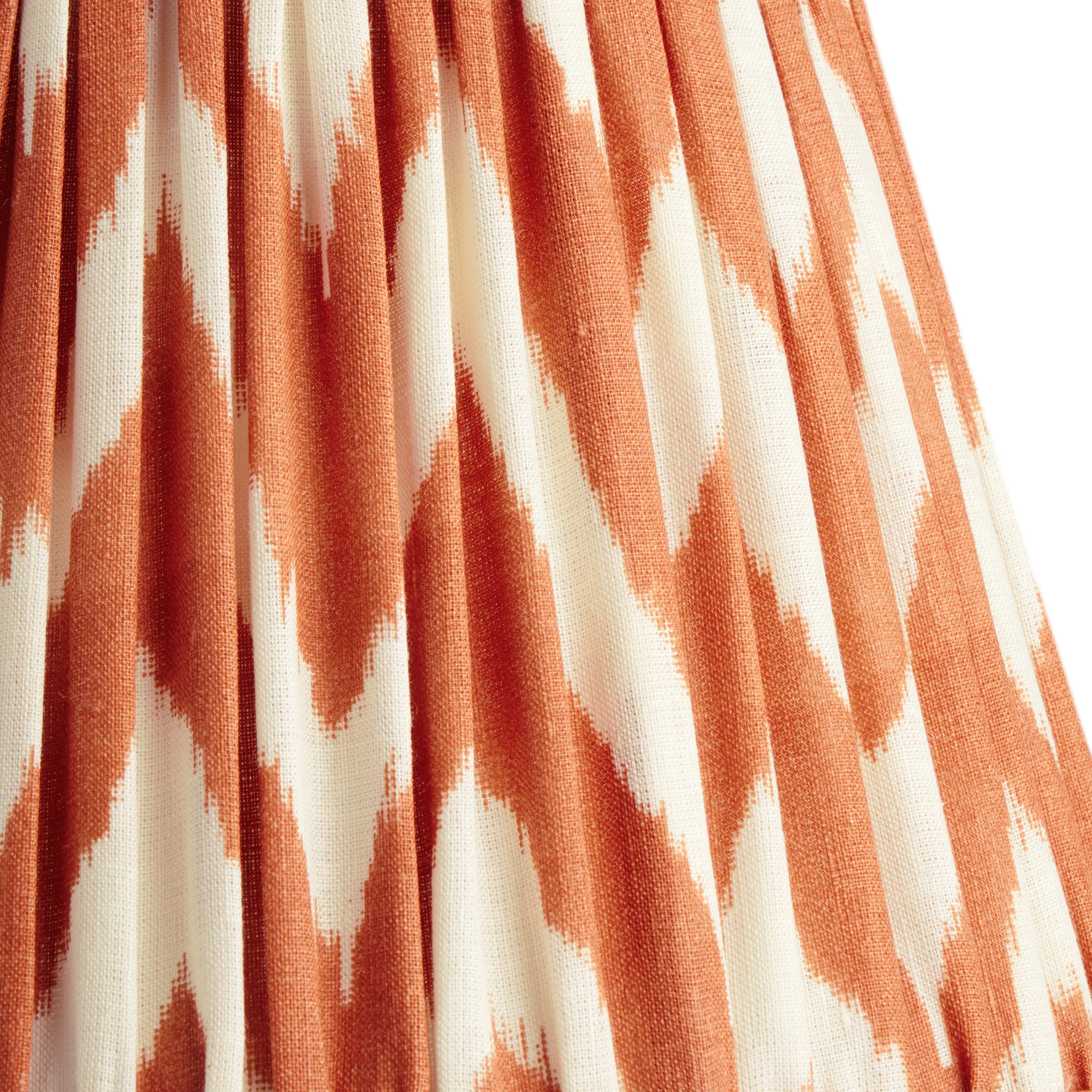 12 inch straight empire shade in ikat printed zig-zag orange linen