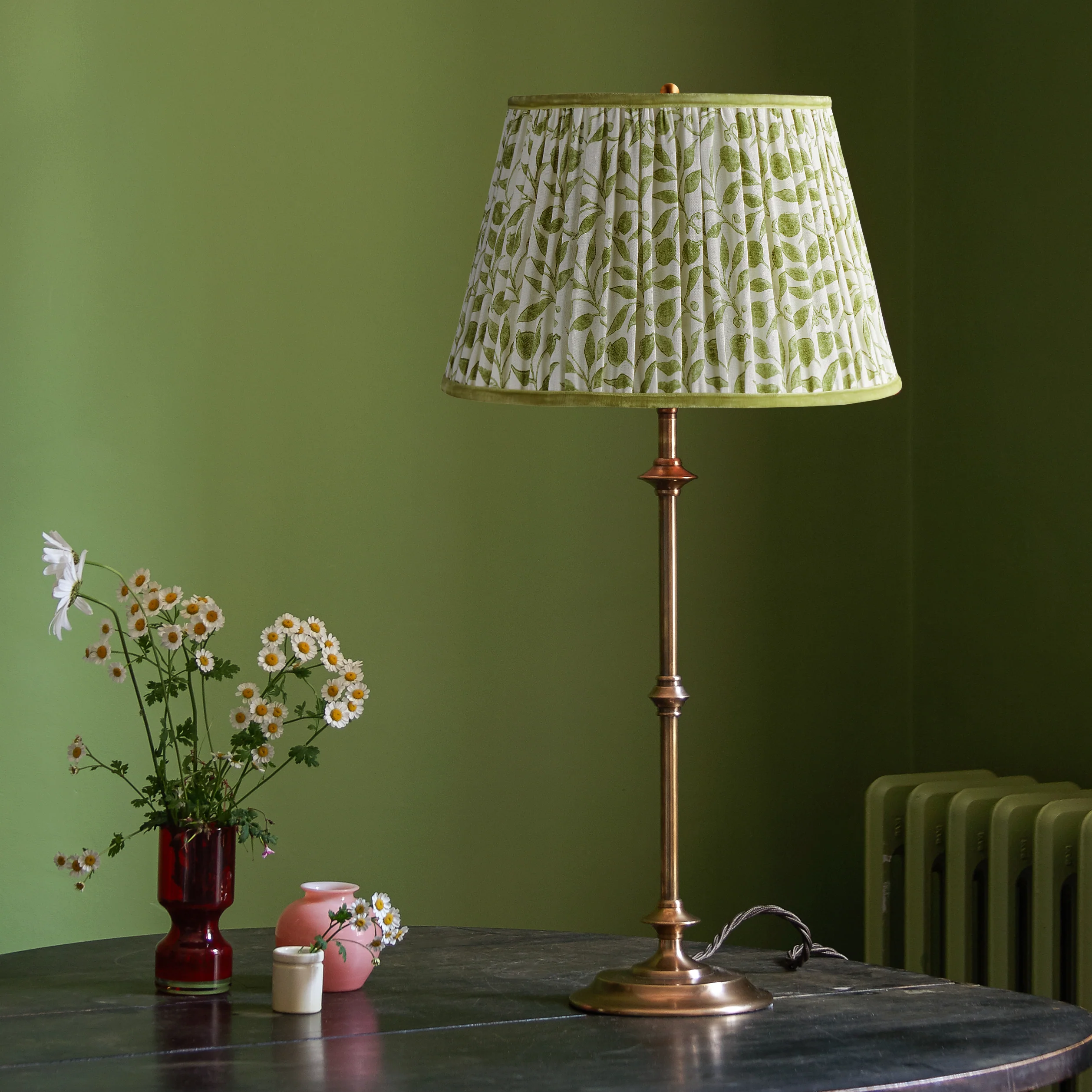 12 inch tall tapered shade in thyme rosehip linen by morris & co - Image 5