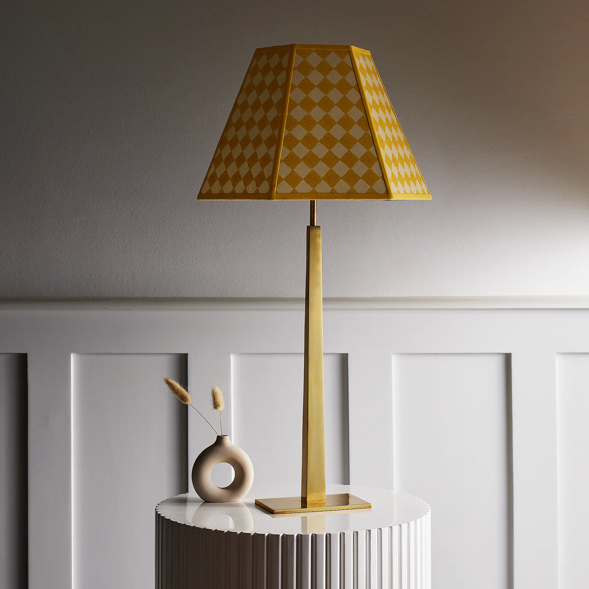 14 inch Milford check hexagon shade in cornsilk - Image 5