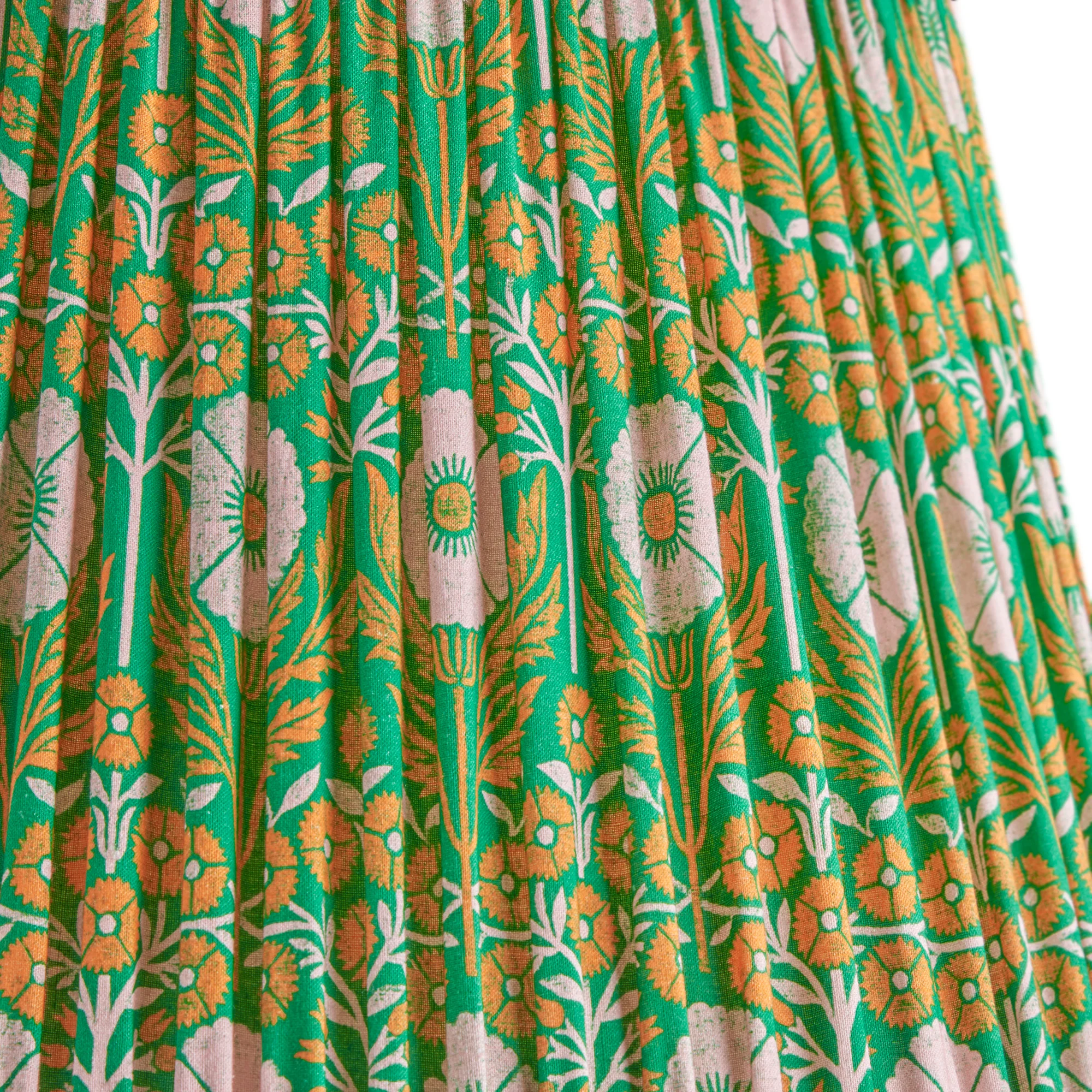 14 inch straight empire reversible gimbal printed cotton shade in Ellen Merchant's Green Poppies