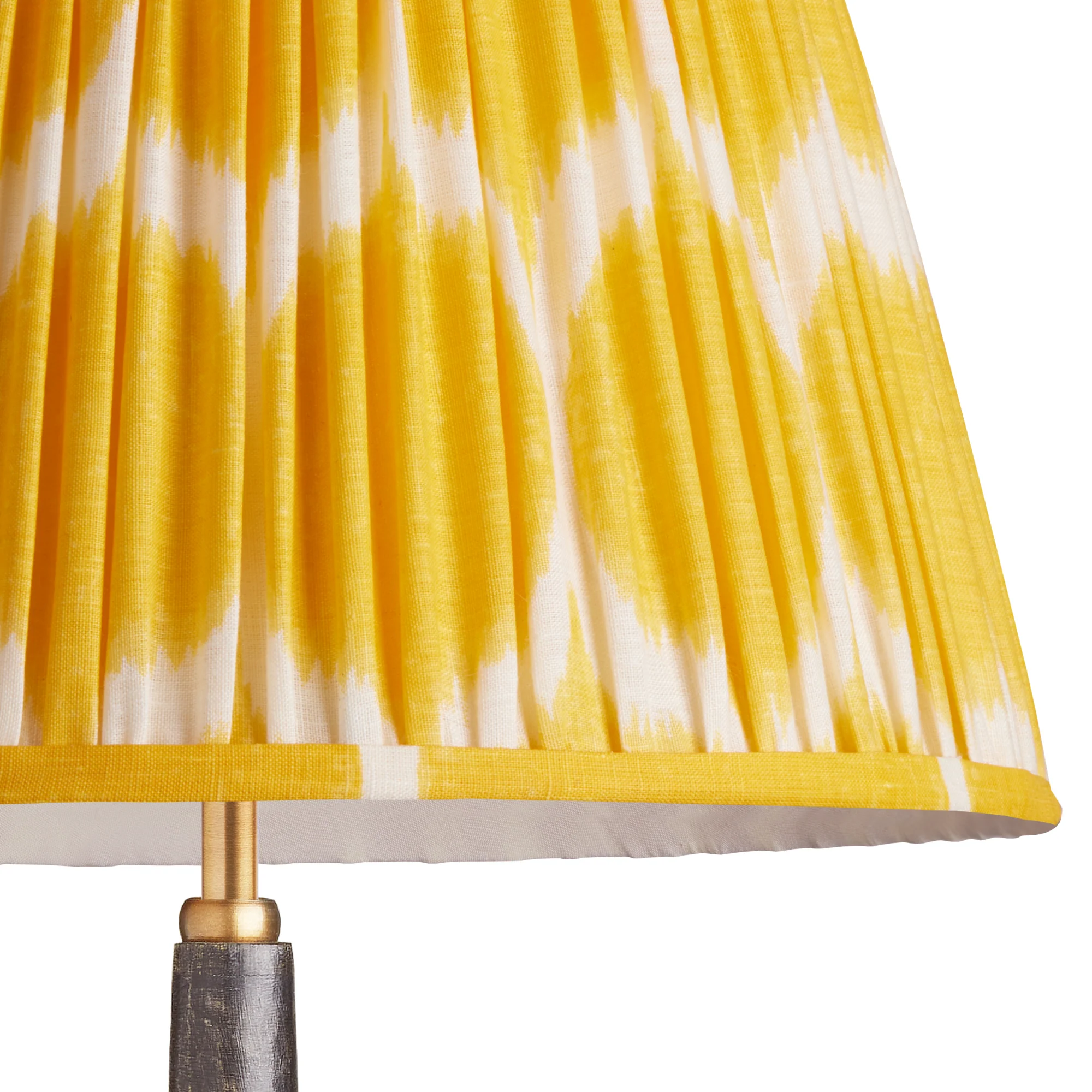14 inch straight empire shade for cordless lamps printed linen ikat shade in yellow Yoda - Image 2