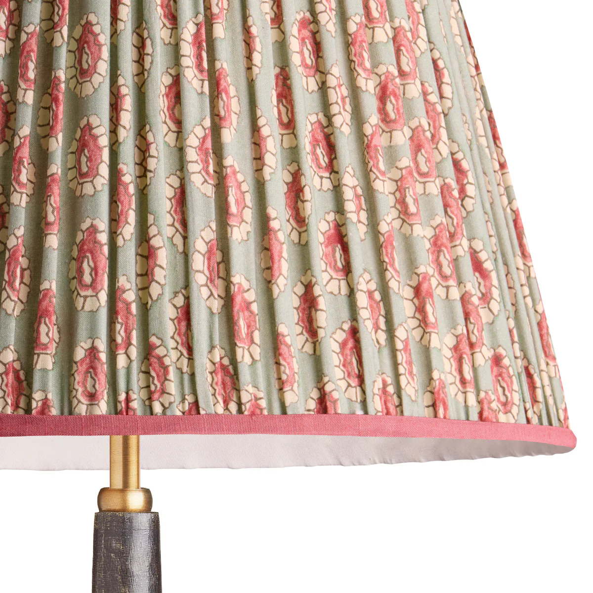 14 inch straight empire shade in aqua pink block printed Dotty gathered cotton by GP & J Baker - Image 2