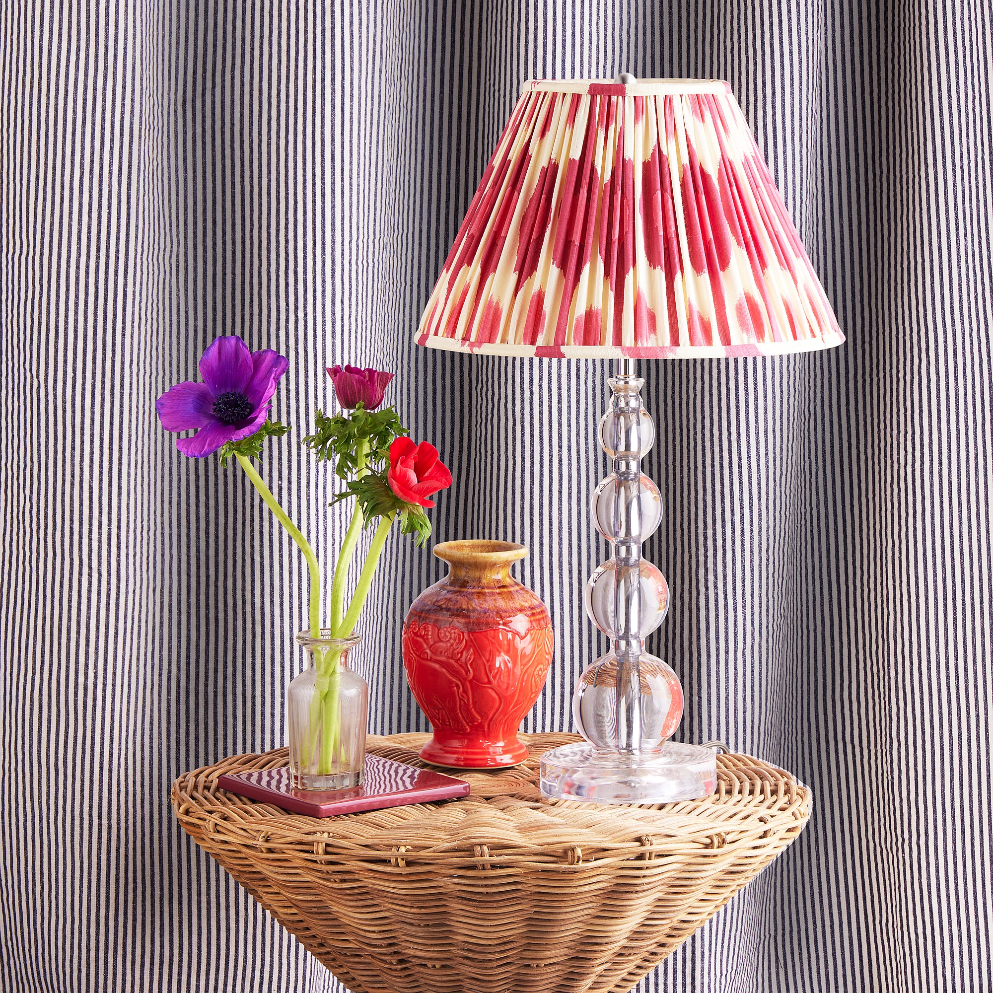 14 inch straight empire shade in egg & spoon ikat berries silk - Image 3