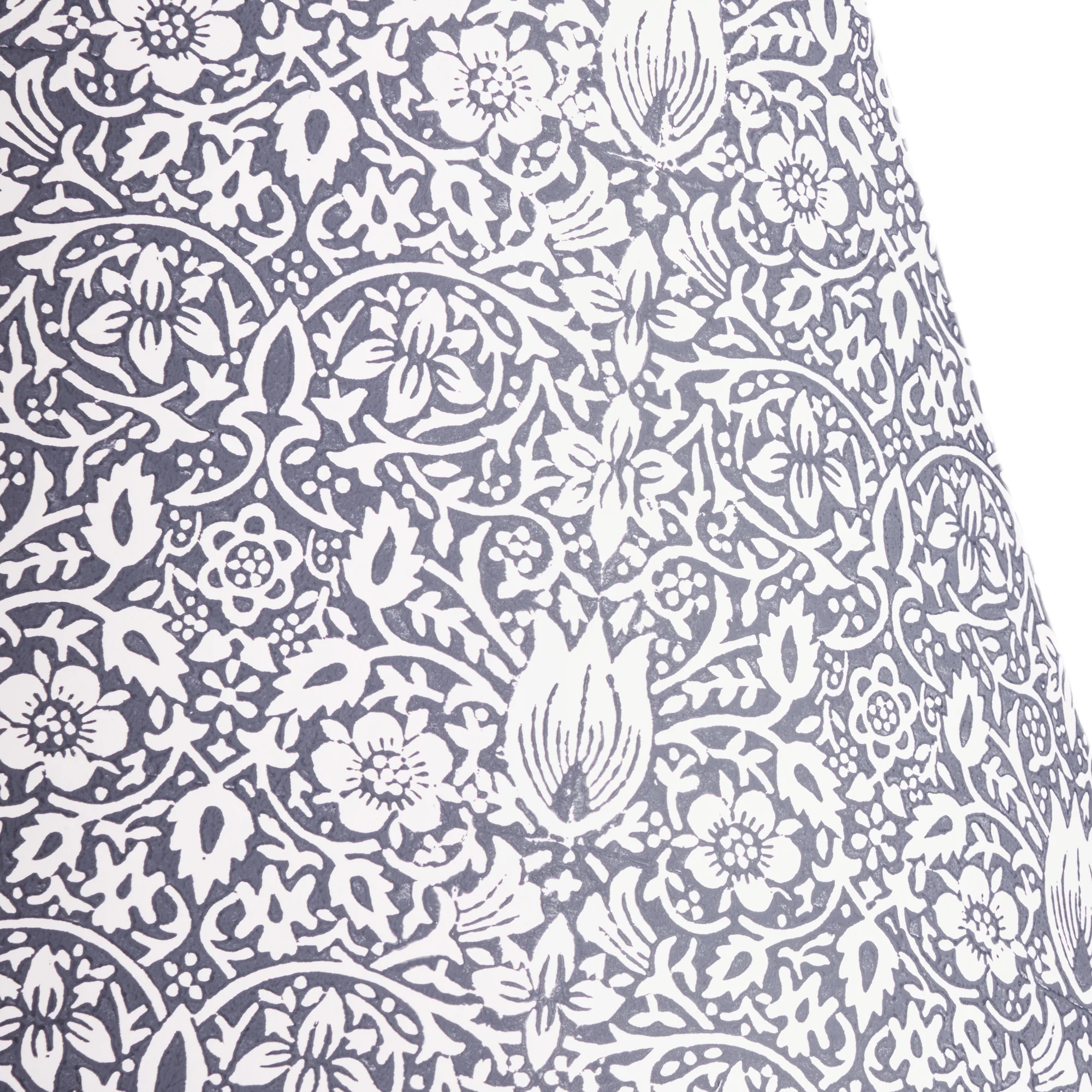 14 inch straight empire shade in inky fingers Borage block printed card by Morris & Co