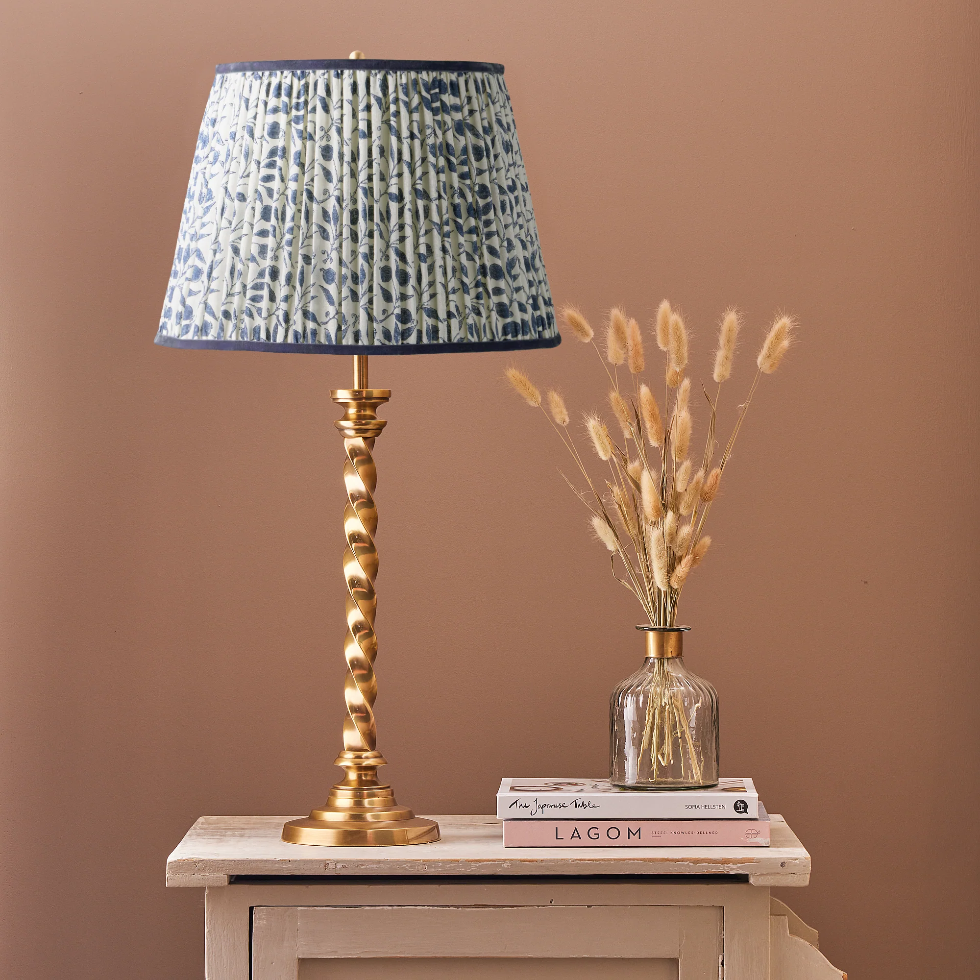14 inch tall tapered shade in indigo rosehip linen by morris & co - Image 5