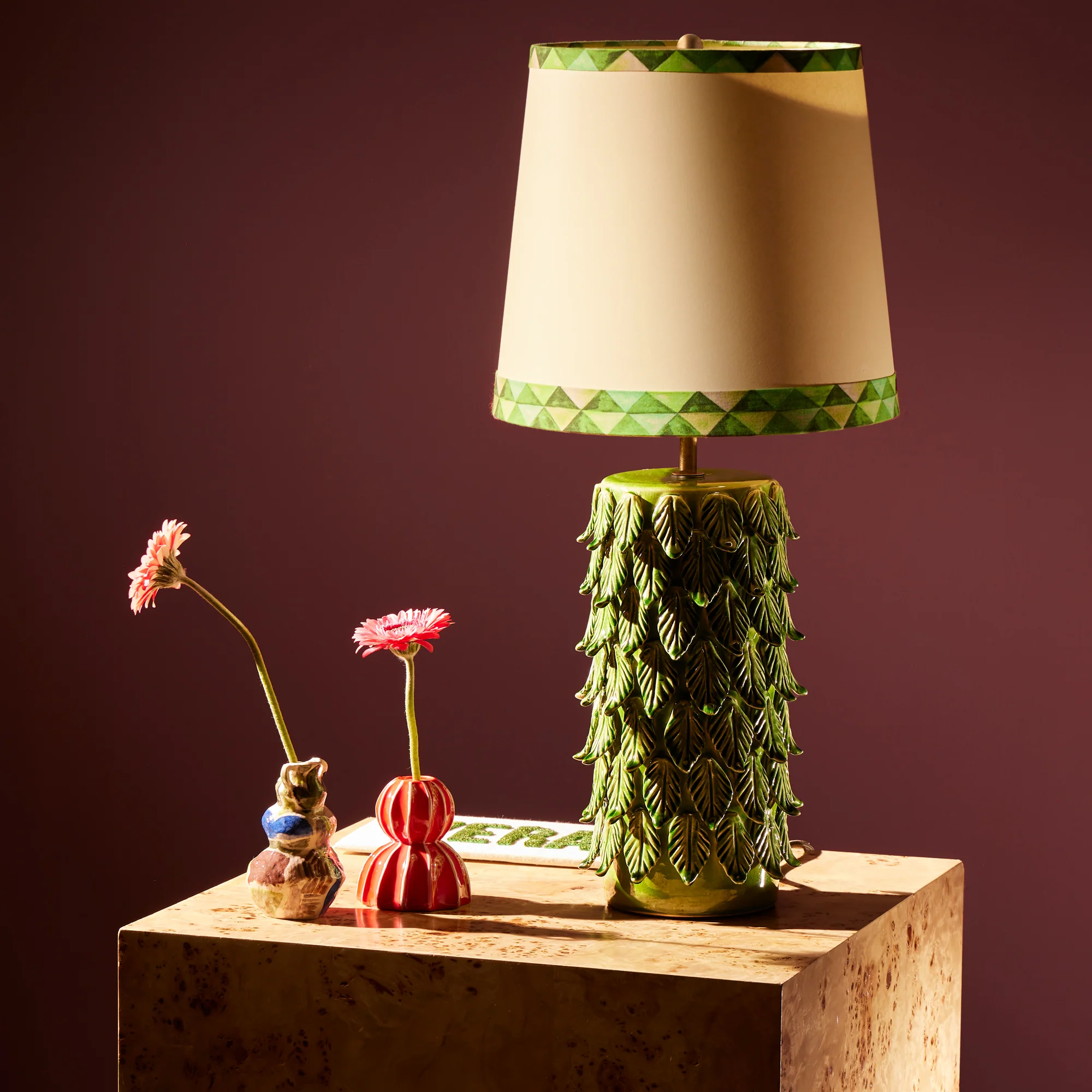 14in inch tall tapered shade in green card harlequin by Matthew Williamson - Image 6