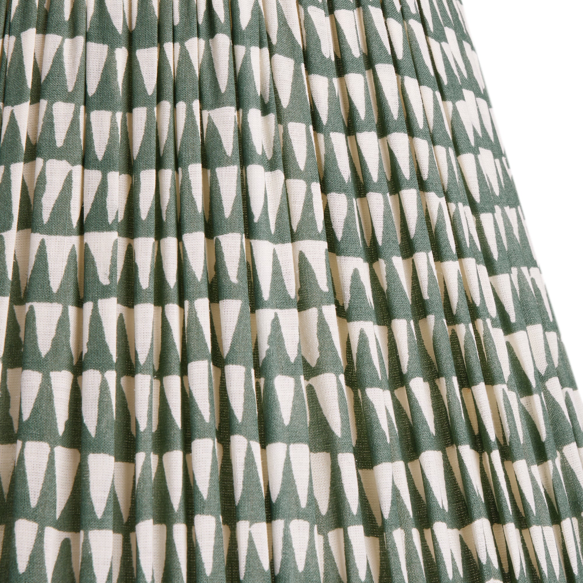 16 inch straight empire shade for cordless lamps in savannah block printed cotton in Teal with Inky Black Tape
