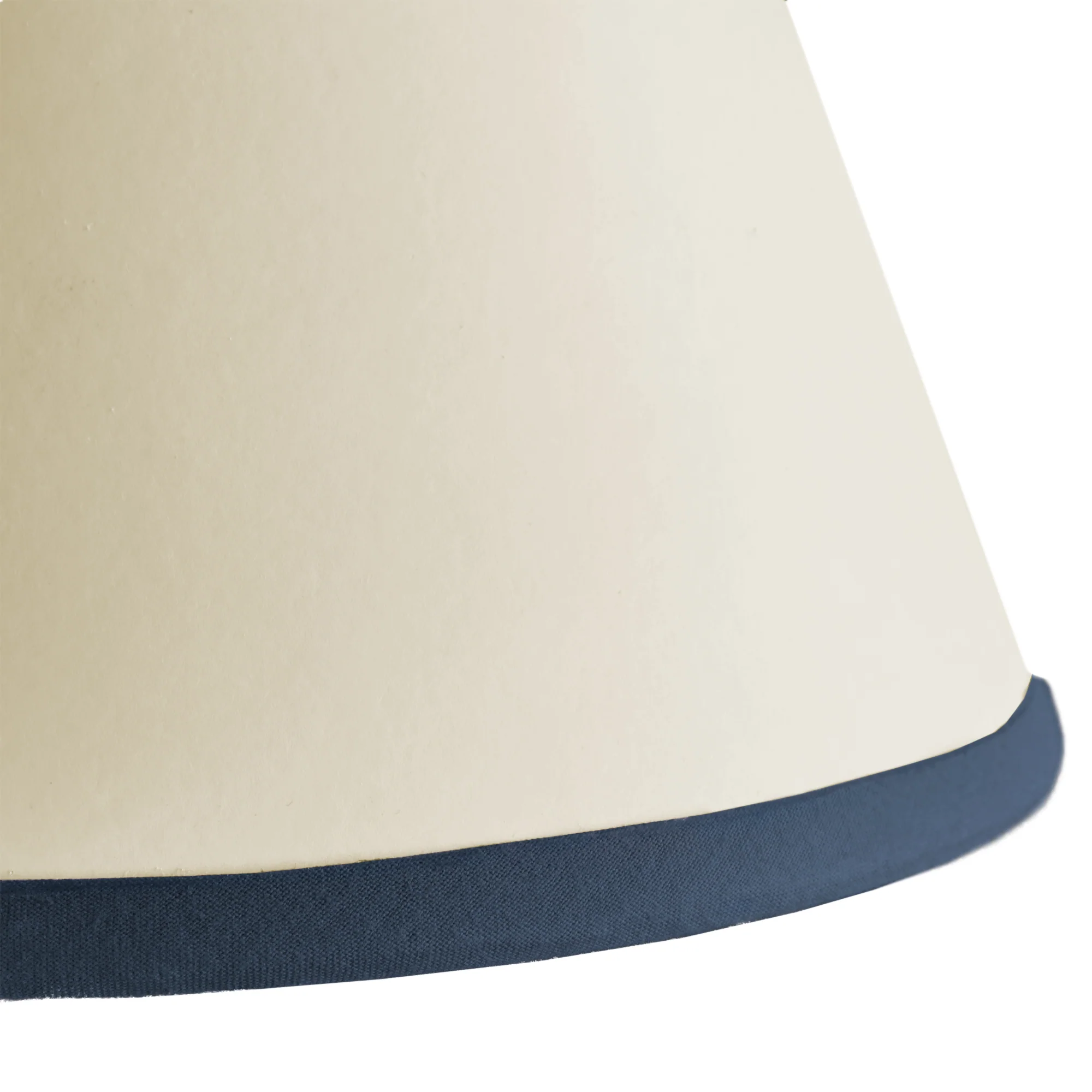 16 inch straight empire shade for cordless lamps Top n Tail shade in cream card with navy blue tape