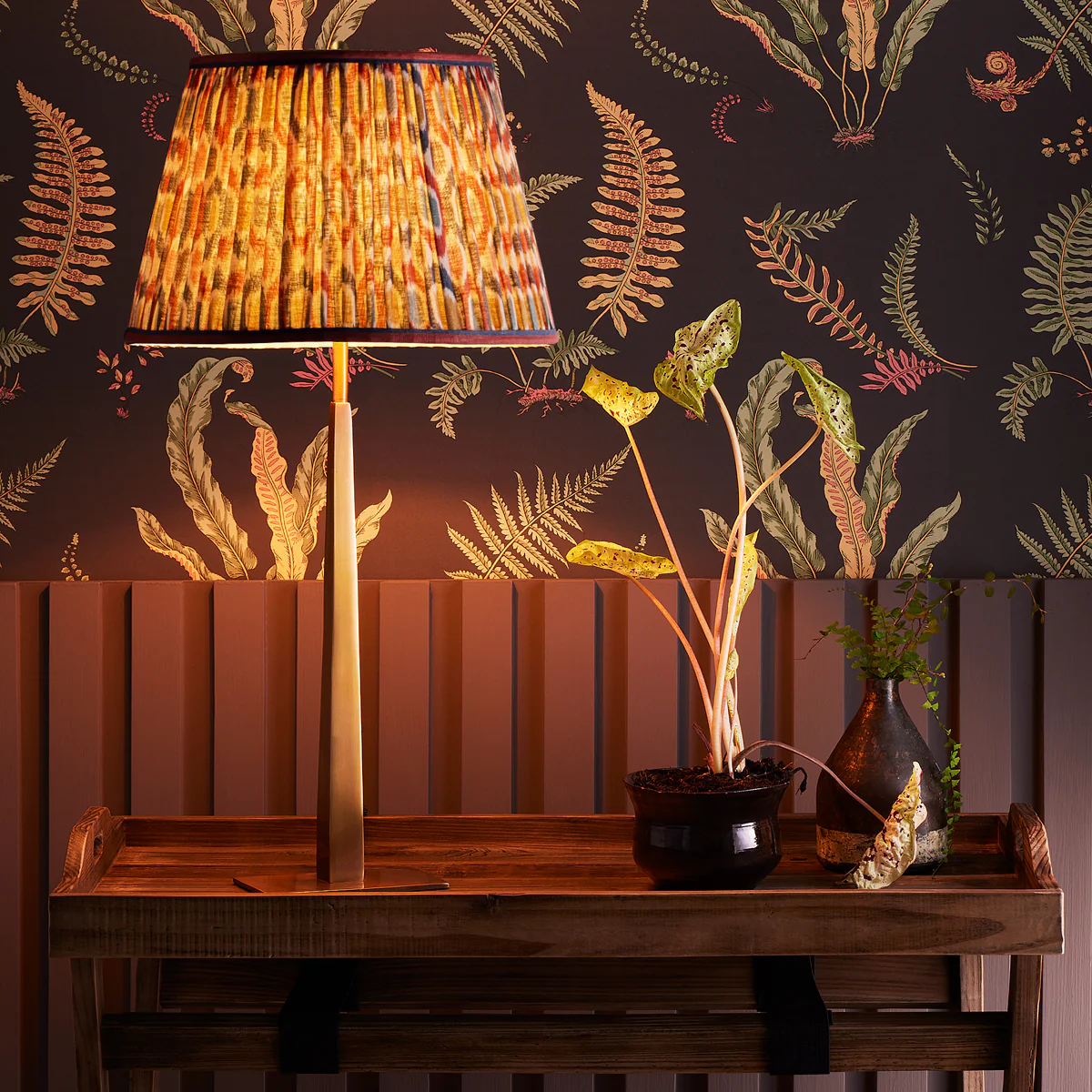 16 inch straight empire shade in blue and red Small Ikat Spot linen by GP & J Baker - Image 5