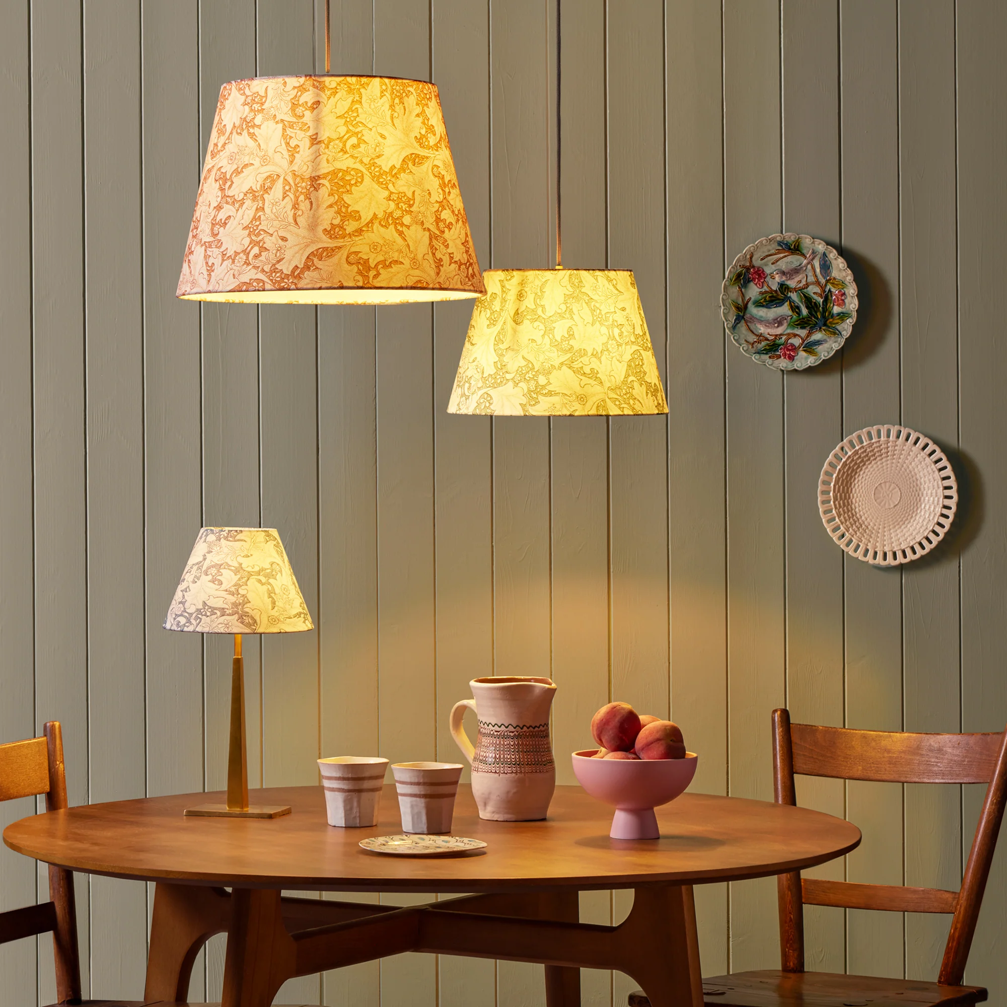 16 inch straight empire shade in brick dust wallflower printed cotton by Morris & Co - Image 5