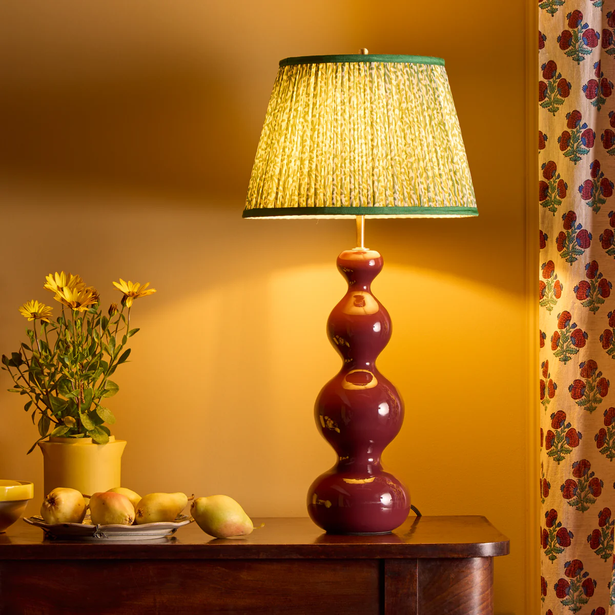16 inch straight empire shade in green blue Tuffley gathered cotton by GP & J Baker - Image 6
