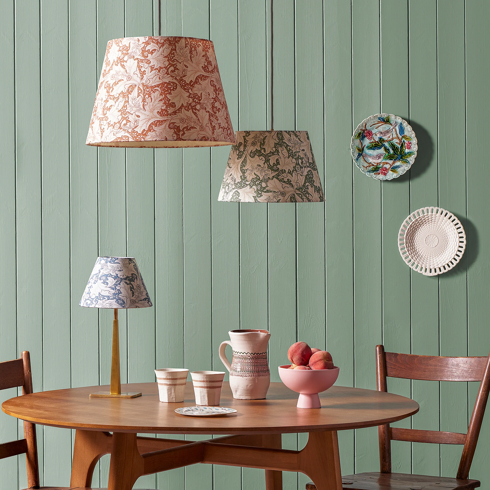 16 inch straight empire shade in slate blue wallflower printed cotton by Morris & Co - Image 6