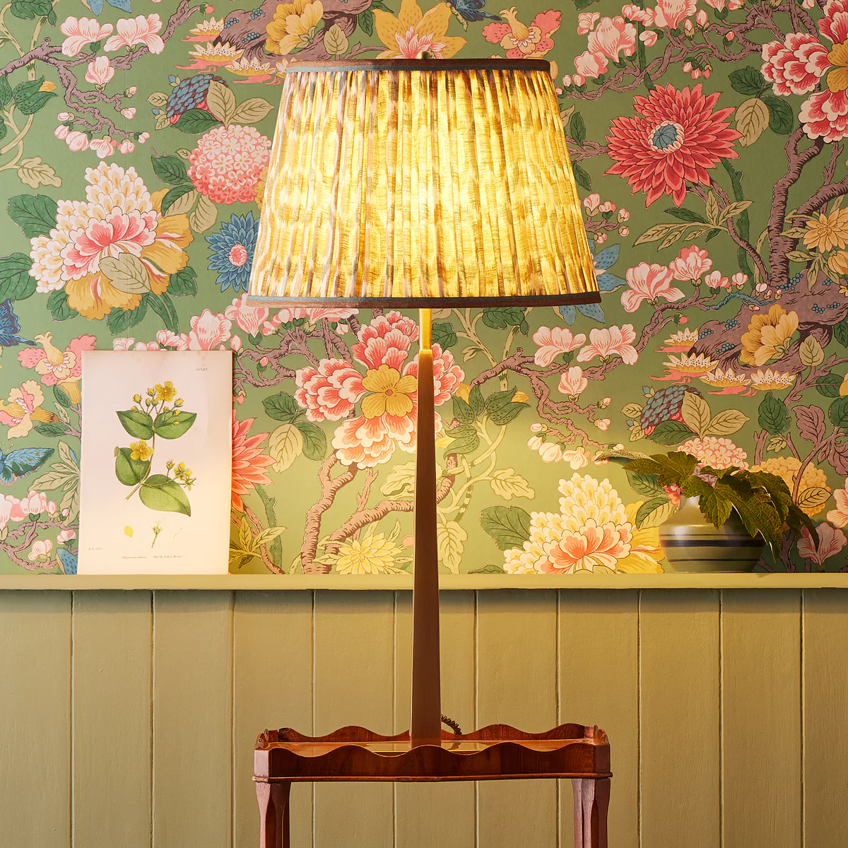 16 inch straight empire shade in teal and brown Small Ikat Spot linen by GP & J Baker - Image 5