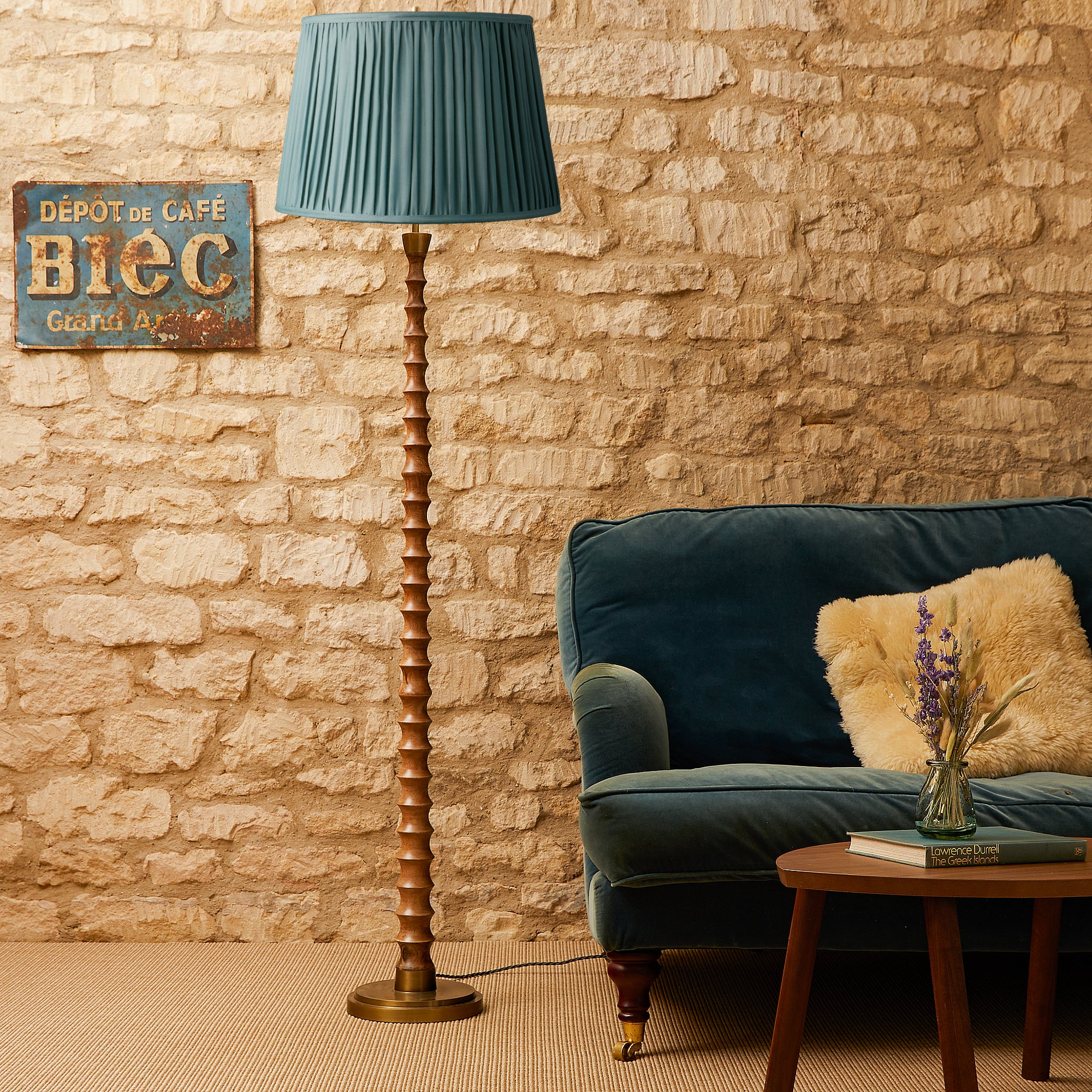 16 inch tall tapered shade in blue silk - Image 4