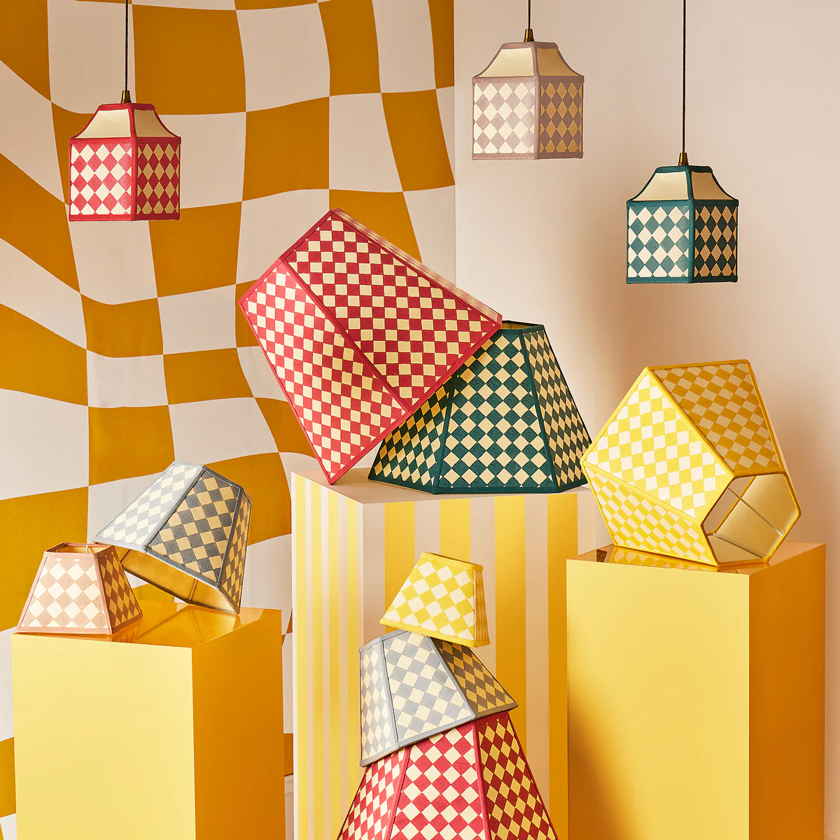 18 inch Milford check hexagon shade in seafoam - Image 7