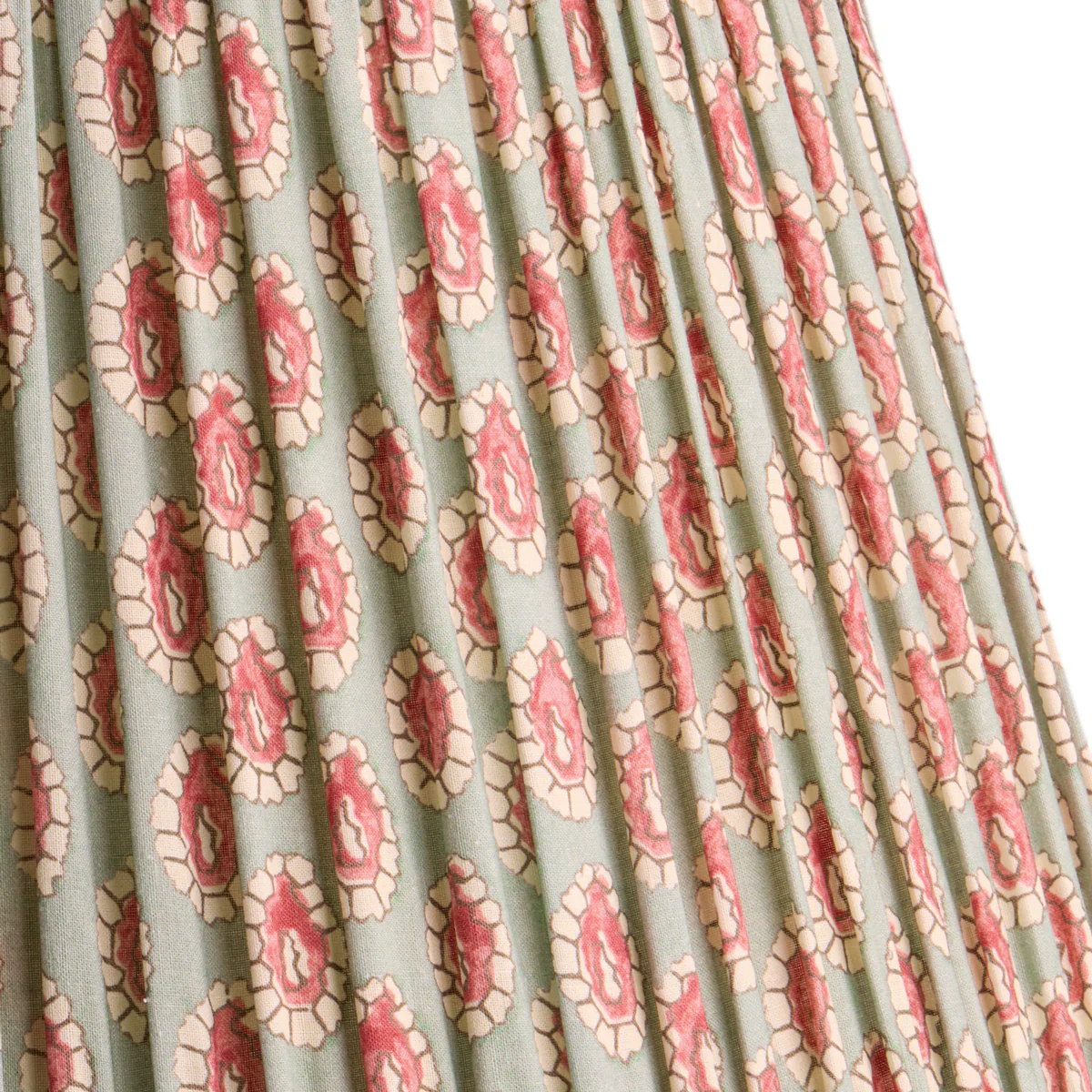 18 inch straight empire shade in aqua pink block printed Dotty gathered cotton by GP & J Baker