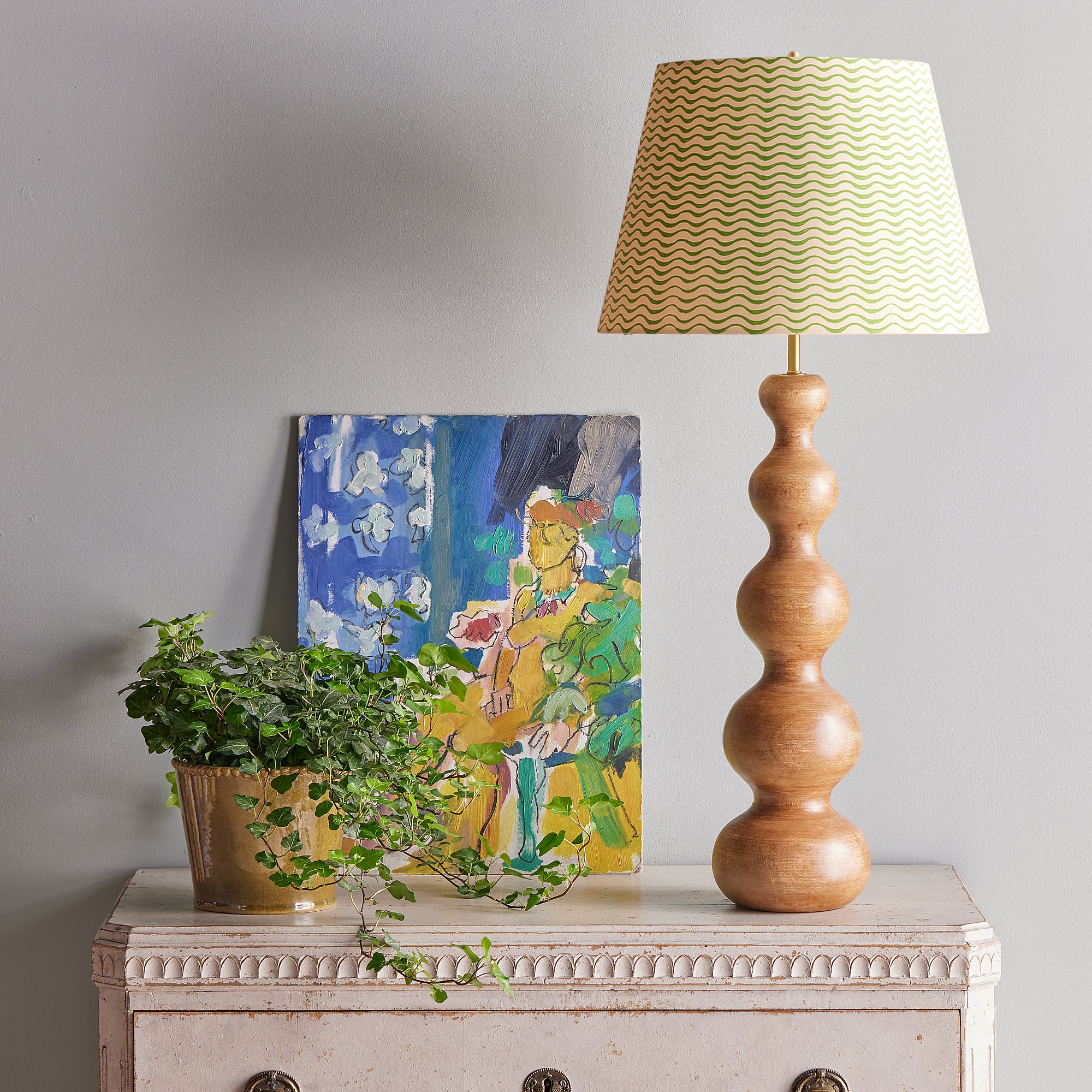 18 inch straight empire shade in classic green ripples hand painted card - Image 4