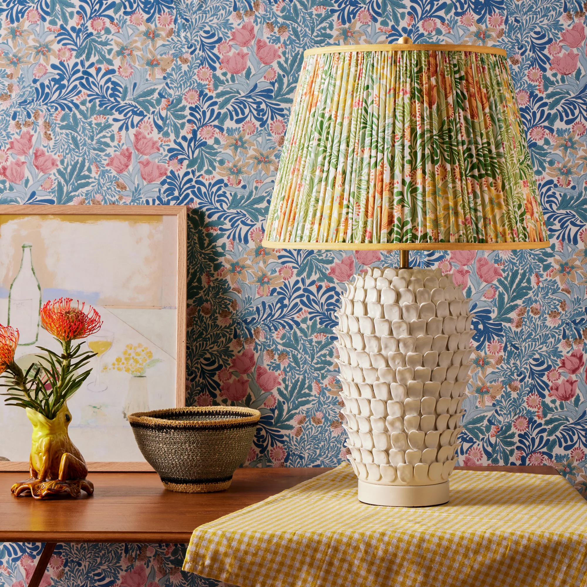 18 inch straight empire shade in herball and weld bower printed cotton by Morris & Co - Image 6