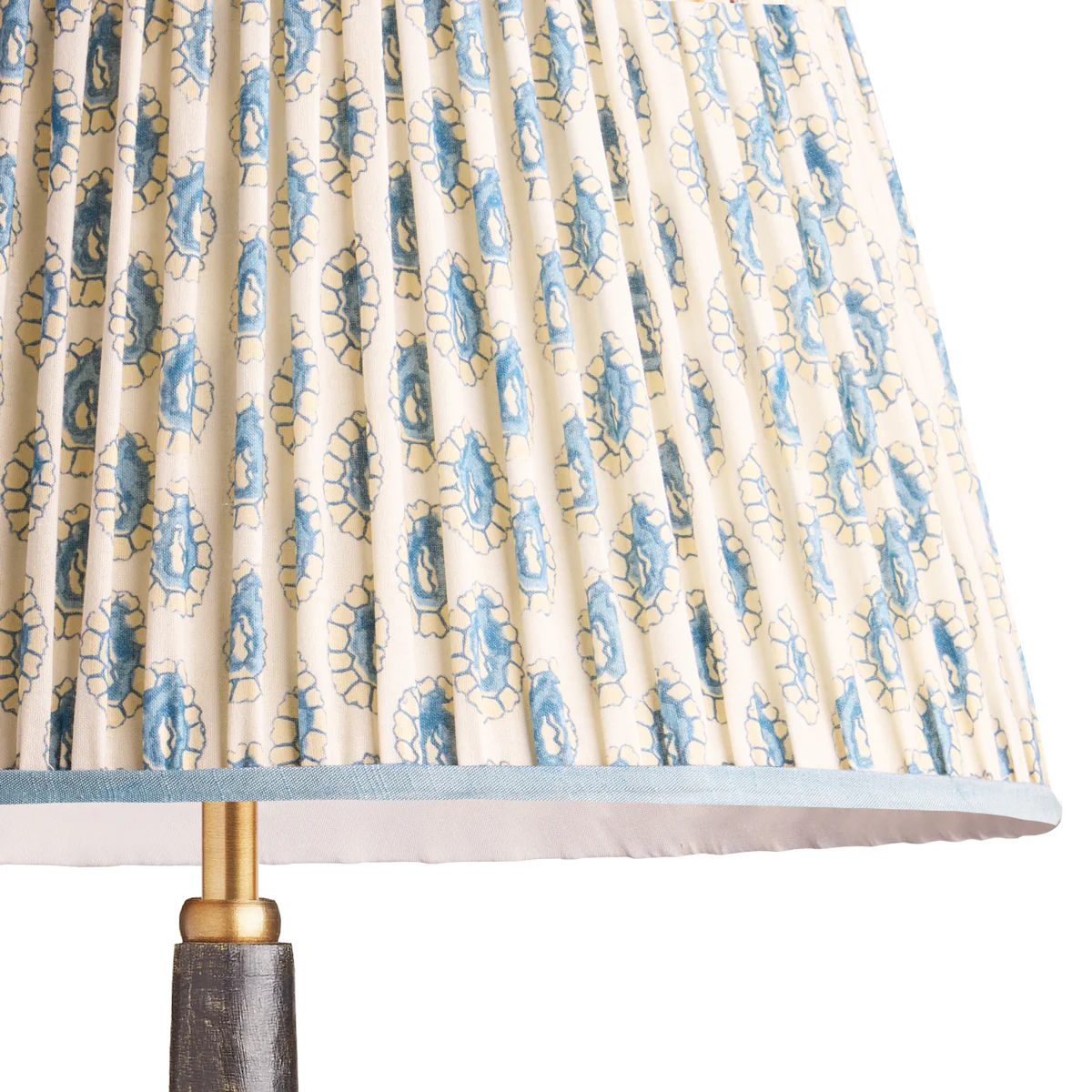 20 inch straight empire shade in blue and white block printed Dotty gathered cotton by GP & J Baker - Image 2