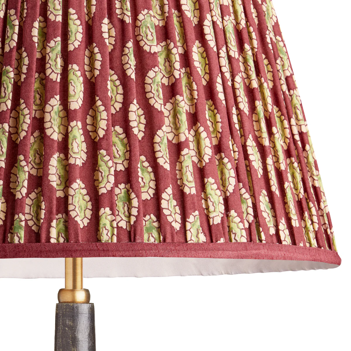 20 inch straight empire shade in oxblood block printed Dotty gathered cotton by GP & J Baker - Image 2
