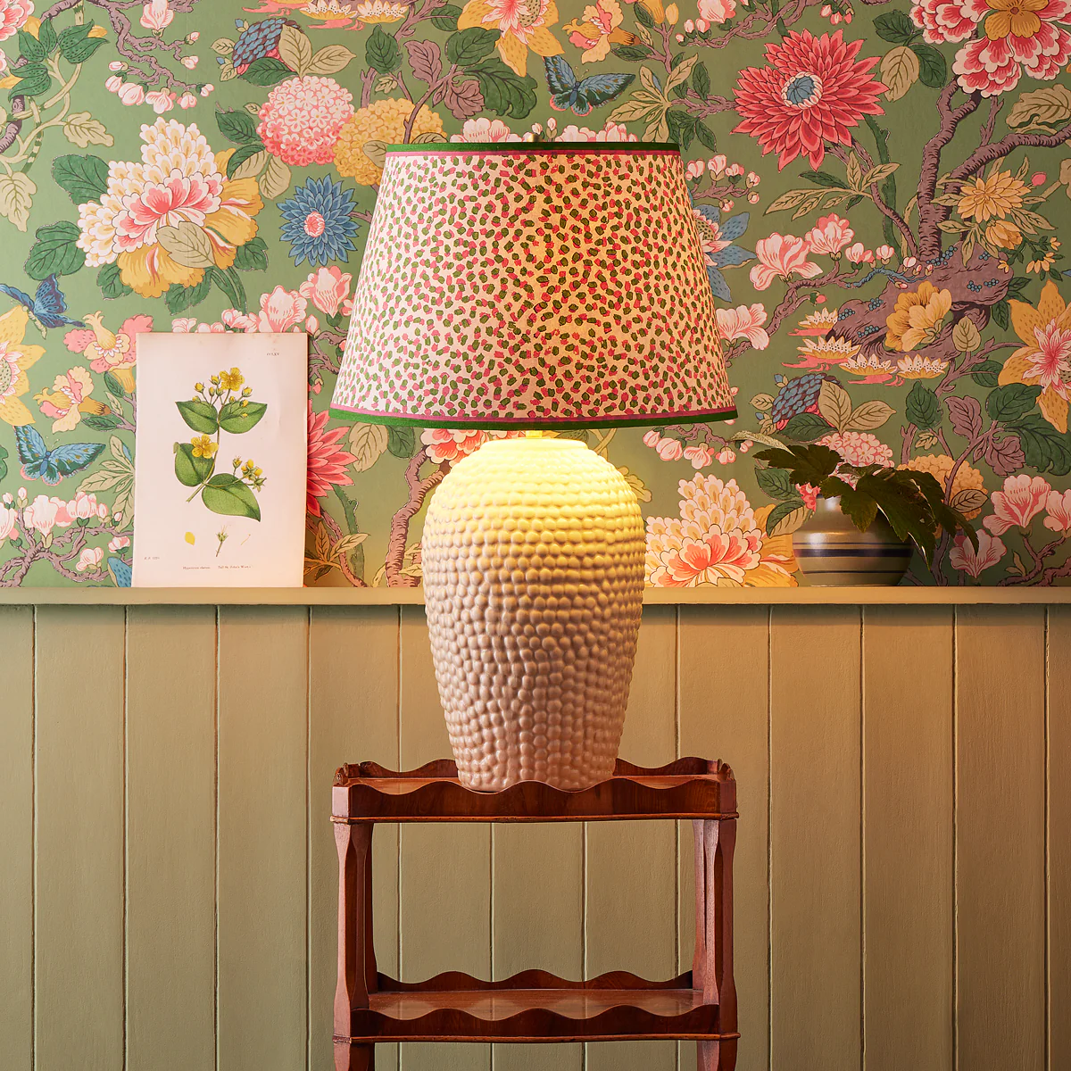 20 inch straight empire shade in pink and green Polka Dot paper by GP & J Baker - Image 5