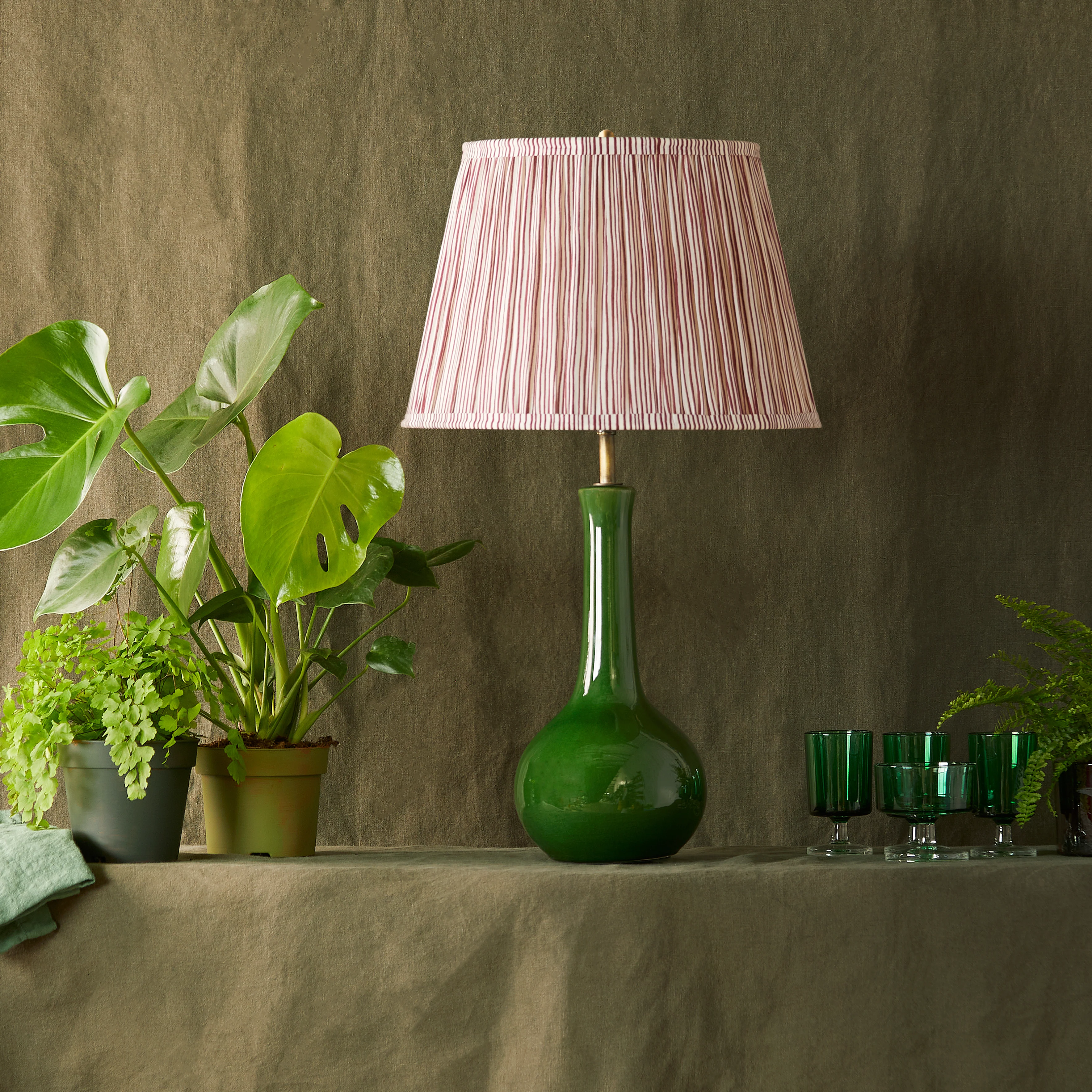 20 inch straight empire shade in ruby candy stripe block printed cotton - Image 4
