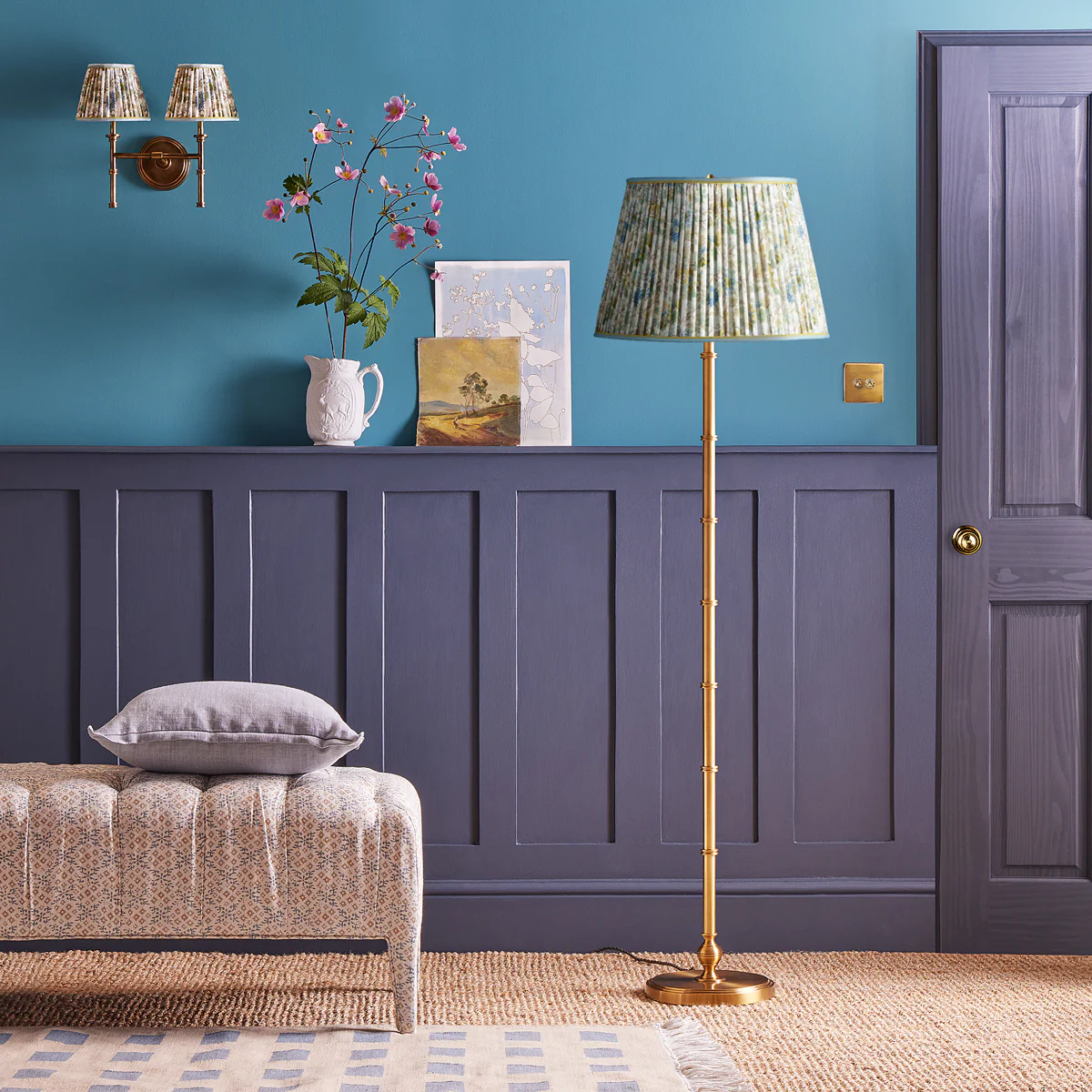20 inch straight empire shade in willow Little Magnolia linen by GP & J Baker - Image 4