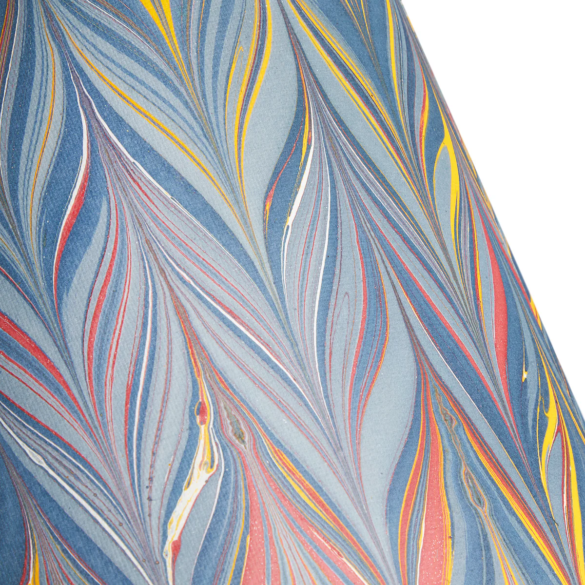 5.5 inch tall tapered shade for cordless lamps in blue, yellow and red Brenta hand made marbled paper