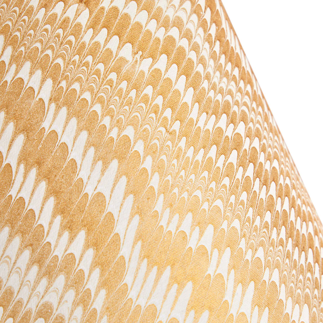 5.5 inch tall tapered shade for cordless lamps in gold and white porto hand made marble paper