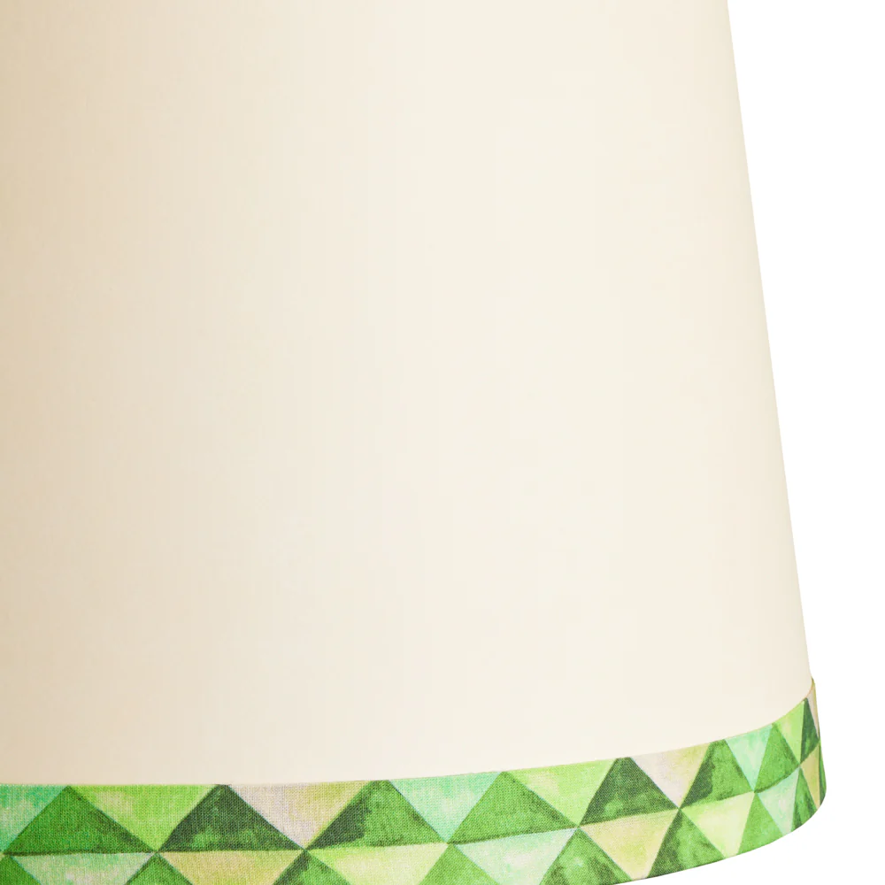 5.5 inch tall tapered shade for cordless lamps in green card harlequin by Matthew Williamson