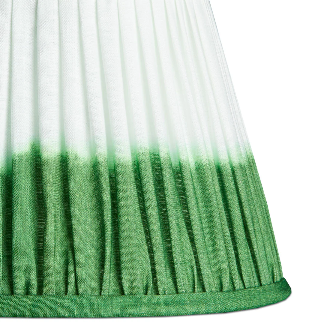 5.5 inch tall tapered shade for cordless lamps in green shibori linen