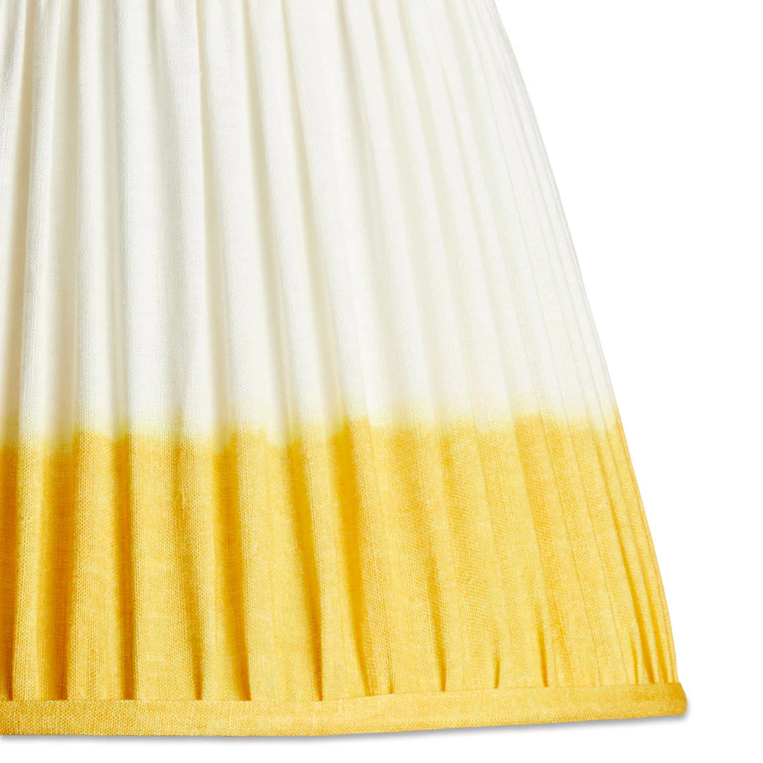 5.5 inch tall tapered shade for cordless lamps in yellow shibori linen