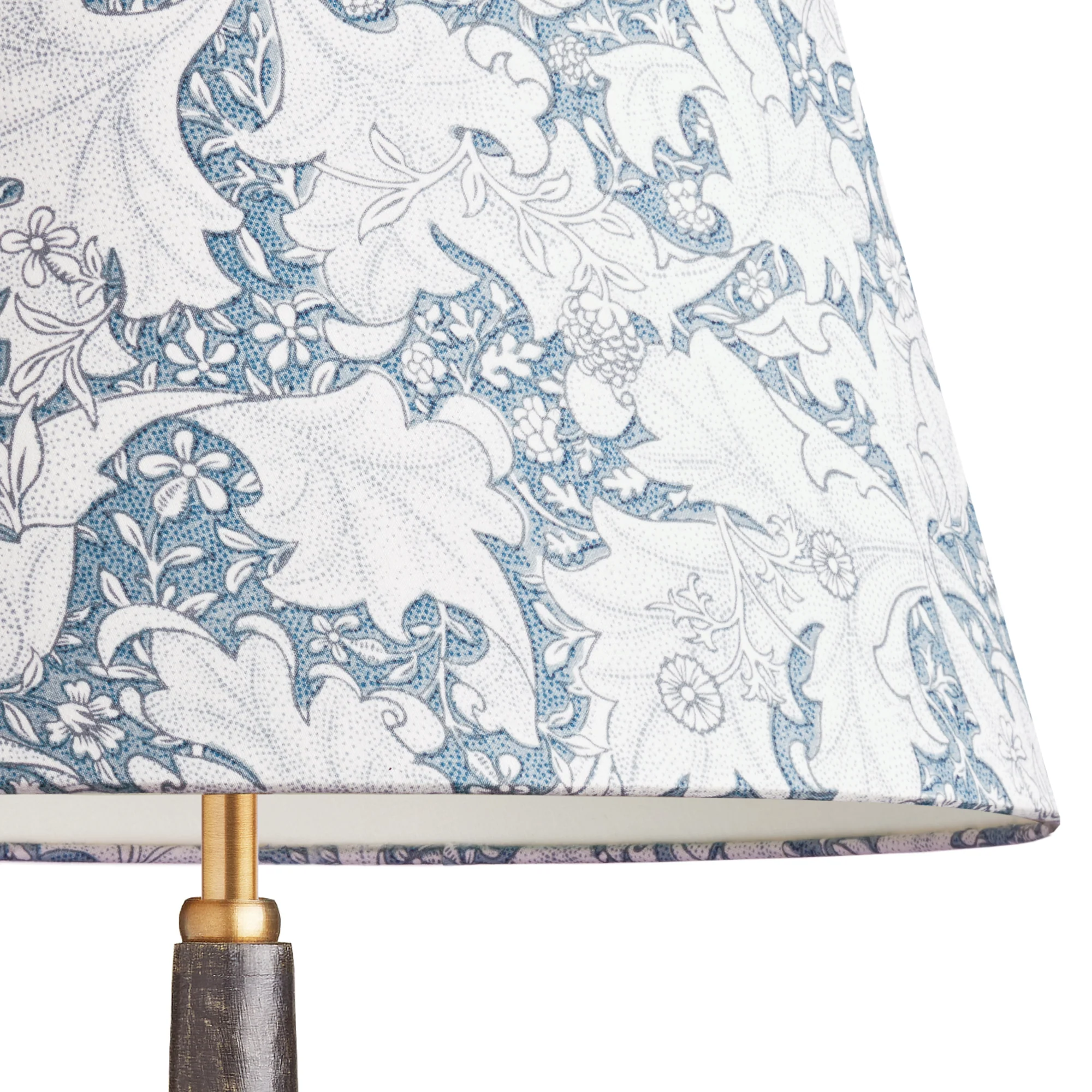 5.5 inches tall tapered shade in slate blue wallflower printed cotton by Morris & co. - Image 2