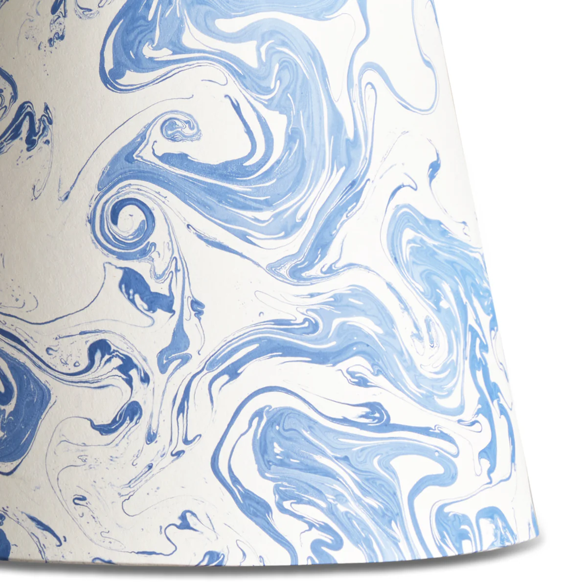 6 inch empire clip on shade in blue and white Tiber hand marbled paper