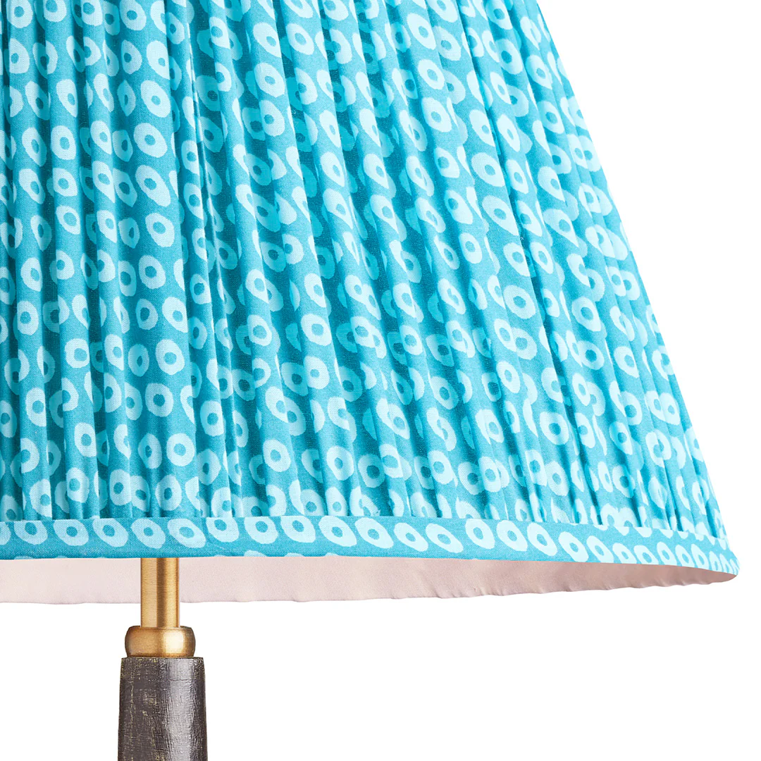 6 inch empire clip on shade in blue block printed cotton - Image 2